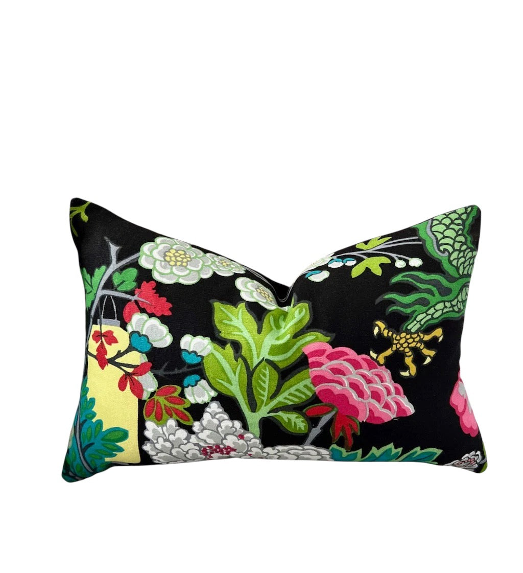 Sale!!!!! 1 14"X22" Ready to Ship Chiang Mai Dragon Linen Pillow Cover in Ebony.