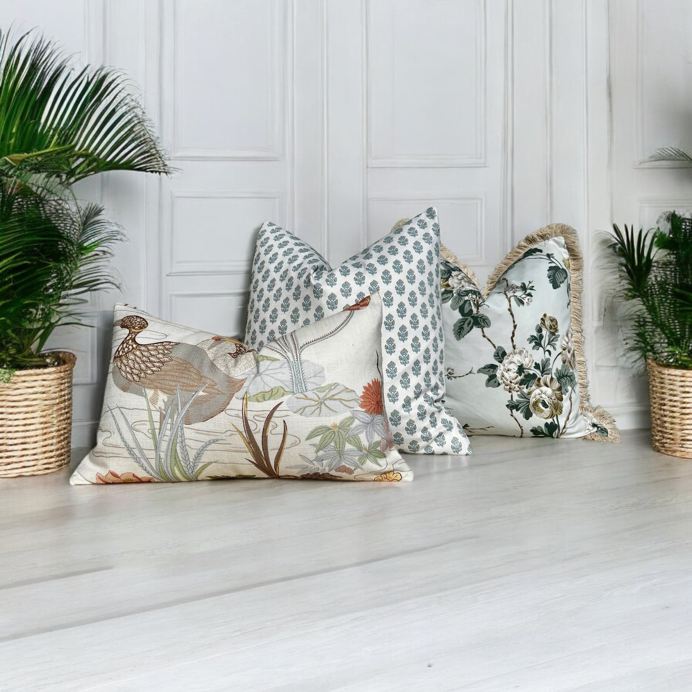 Thibaut Julian Pillow in Blue and Spa Blue.