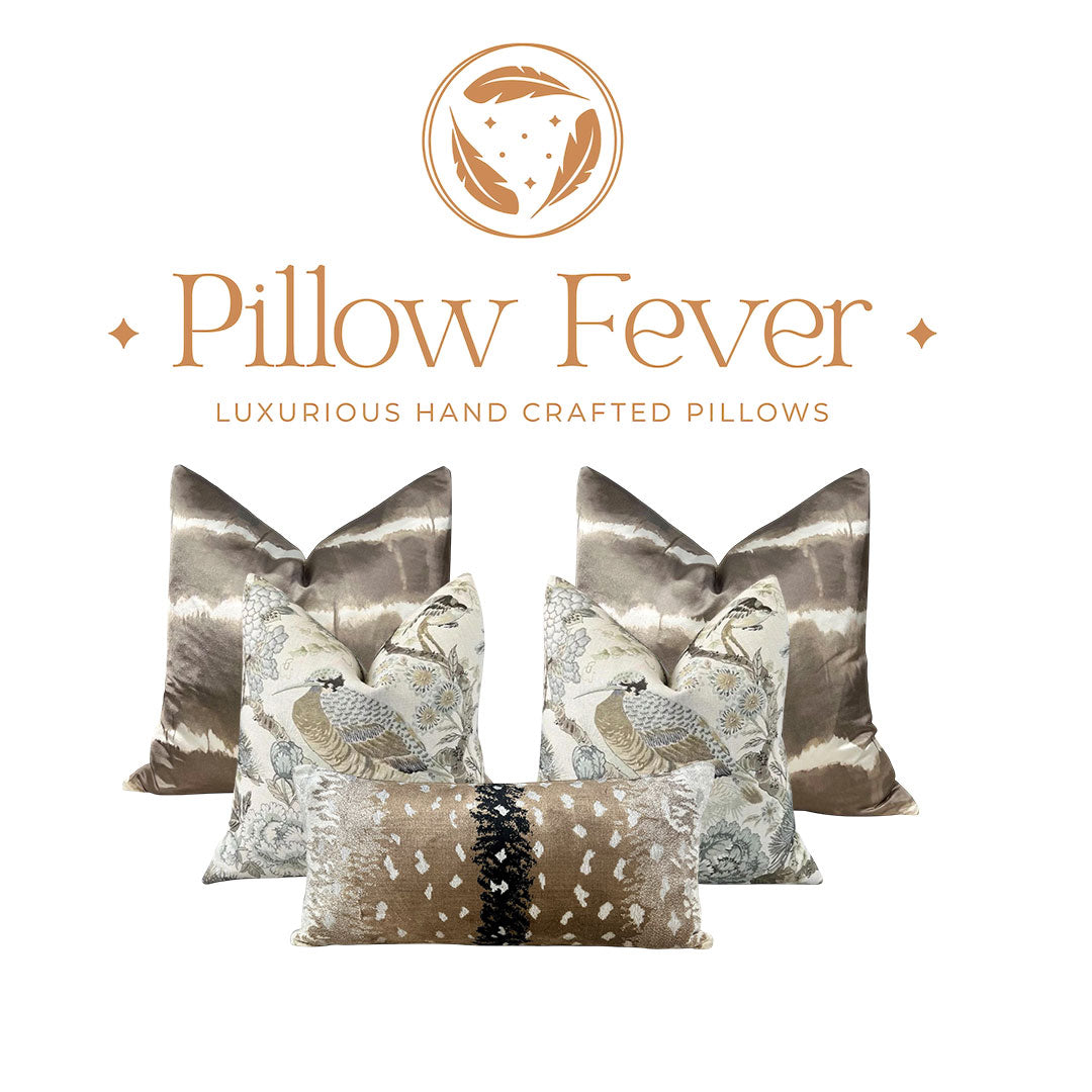 Scalamandre Antelope Velvet Pillow In Beige and Black.