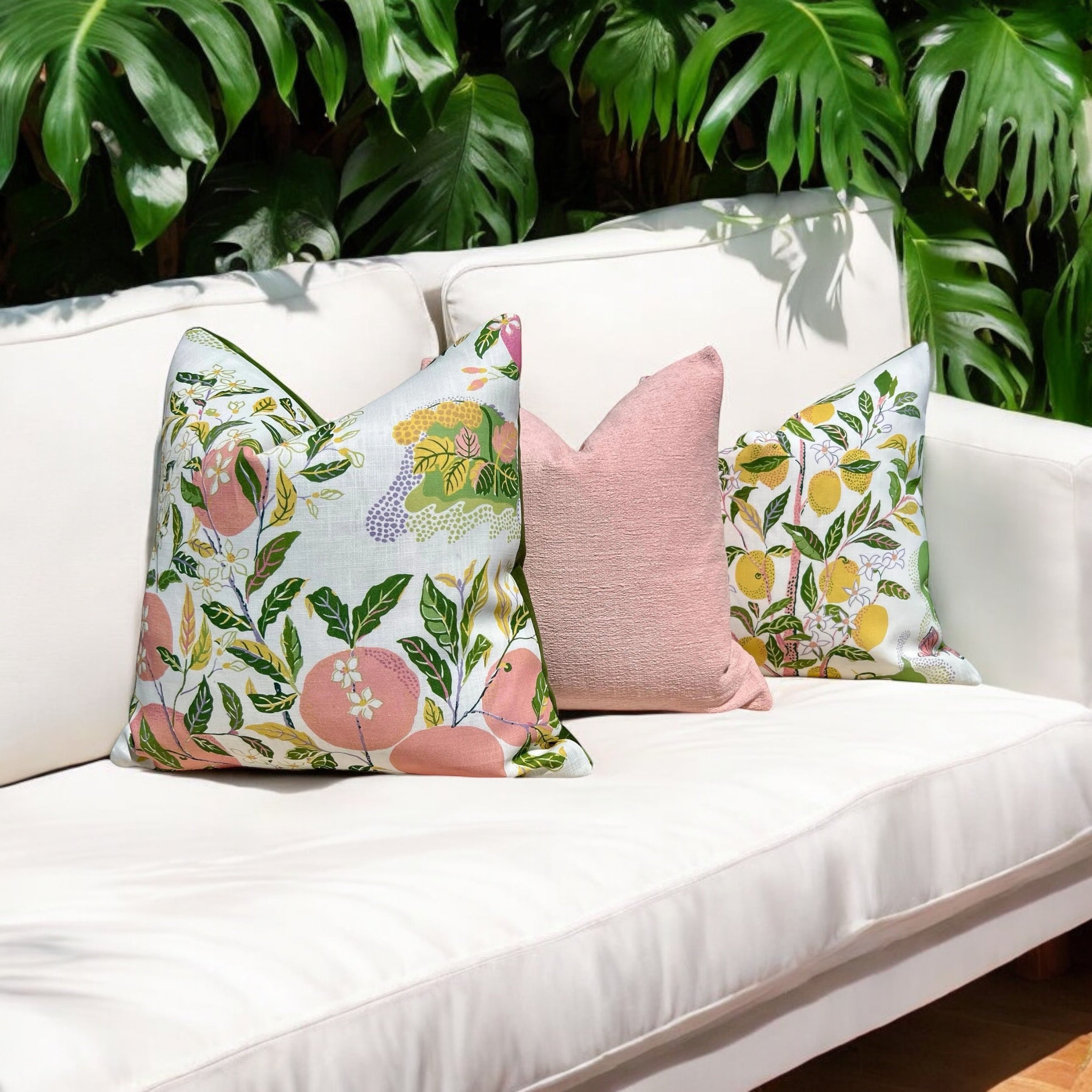 Schumacher Citrus Garden Pillow in Blush.