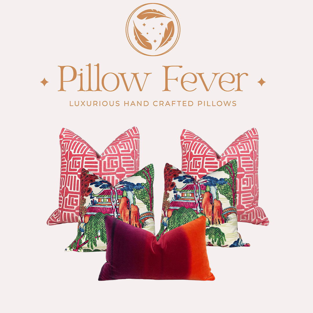 Thibaut Labyrinth Velvet Pillow in Coral.