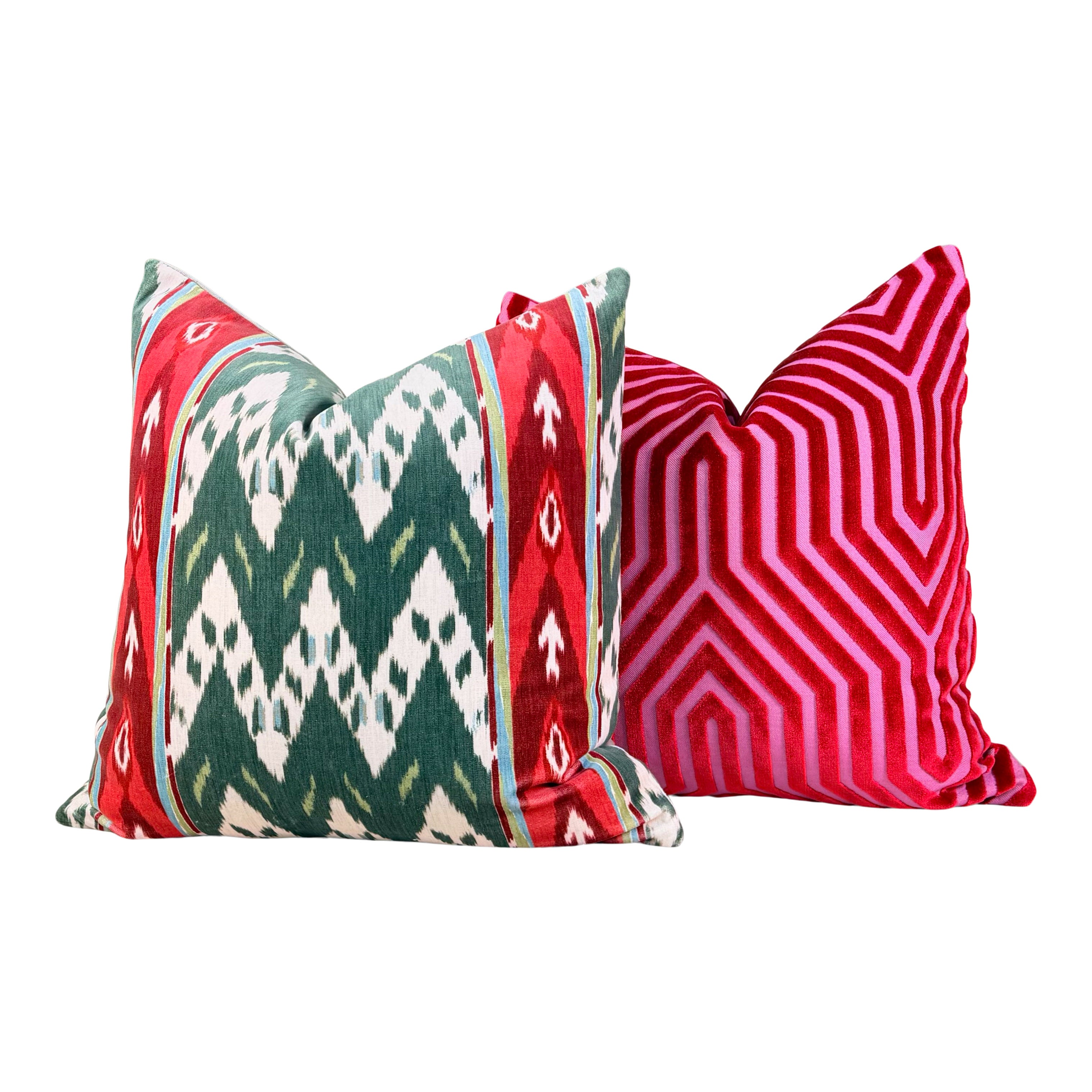 Schumacher Vanderbilt Velvet Pillow - Fuchsia
