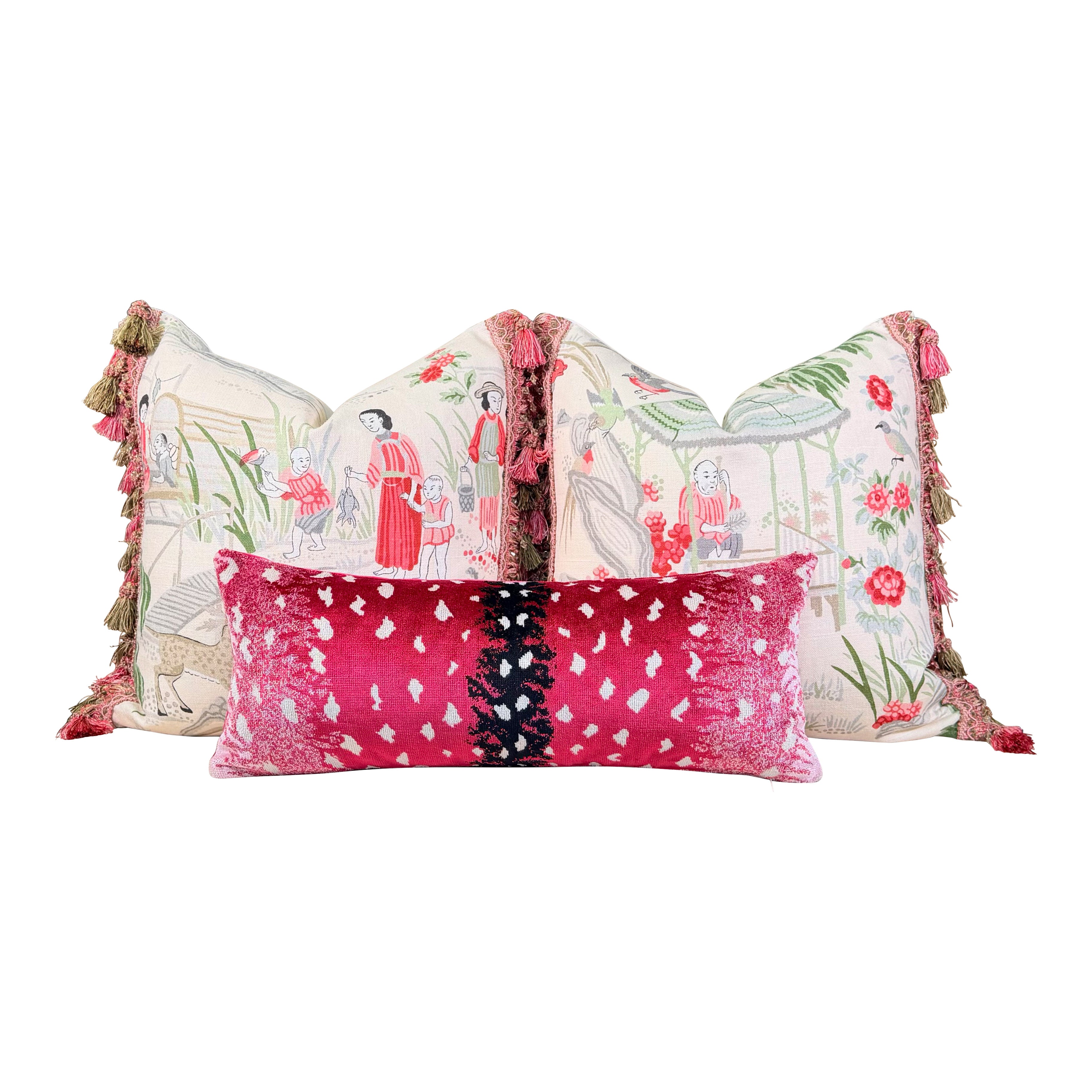 Schumacher Vanderbilt Velvet Pillow - Fuchsia