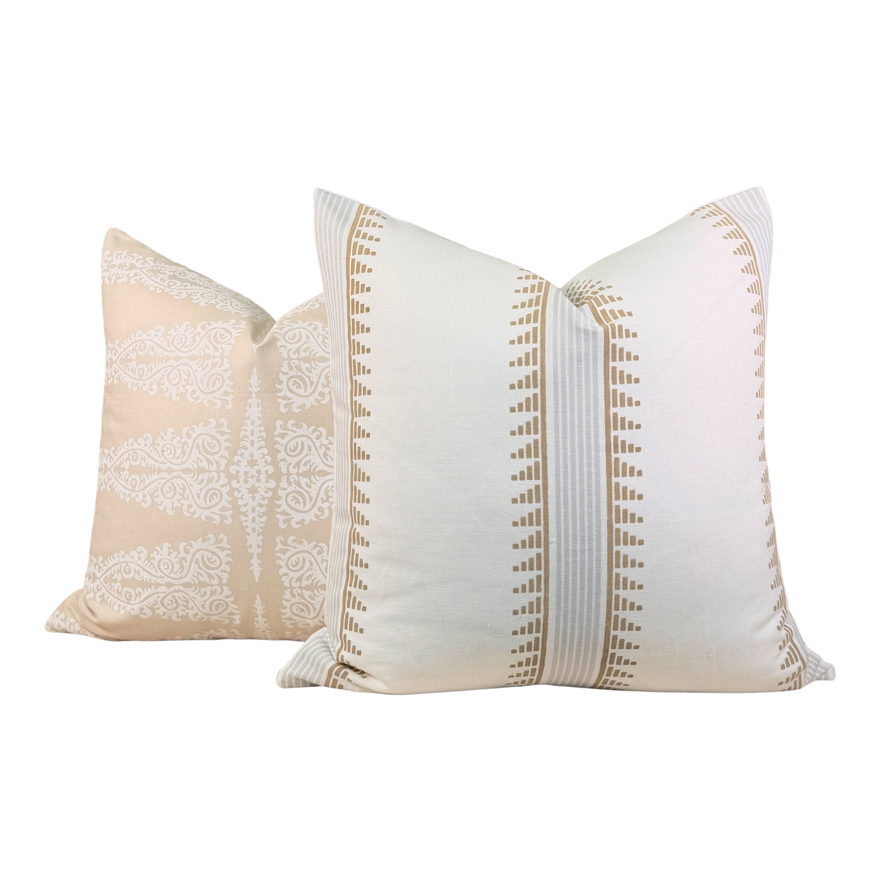 Thibaut Trail Head Pillow - Aqua, White, Gold