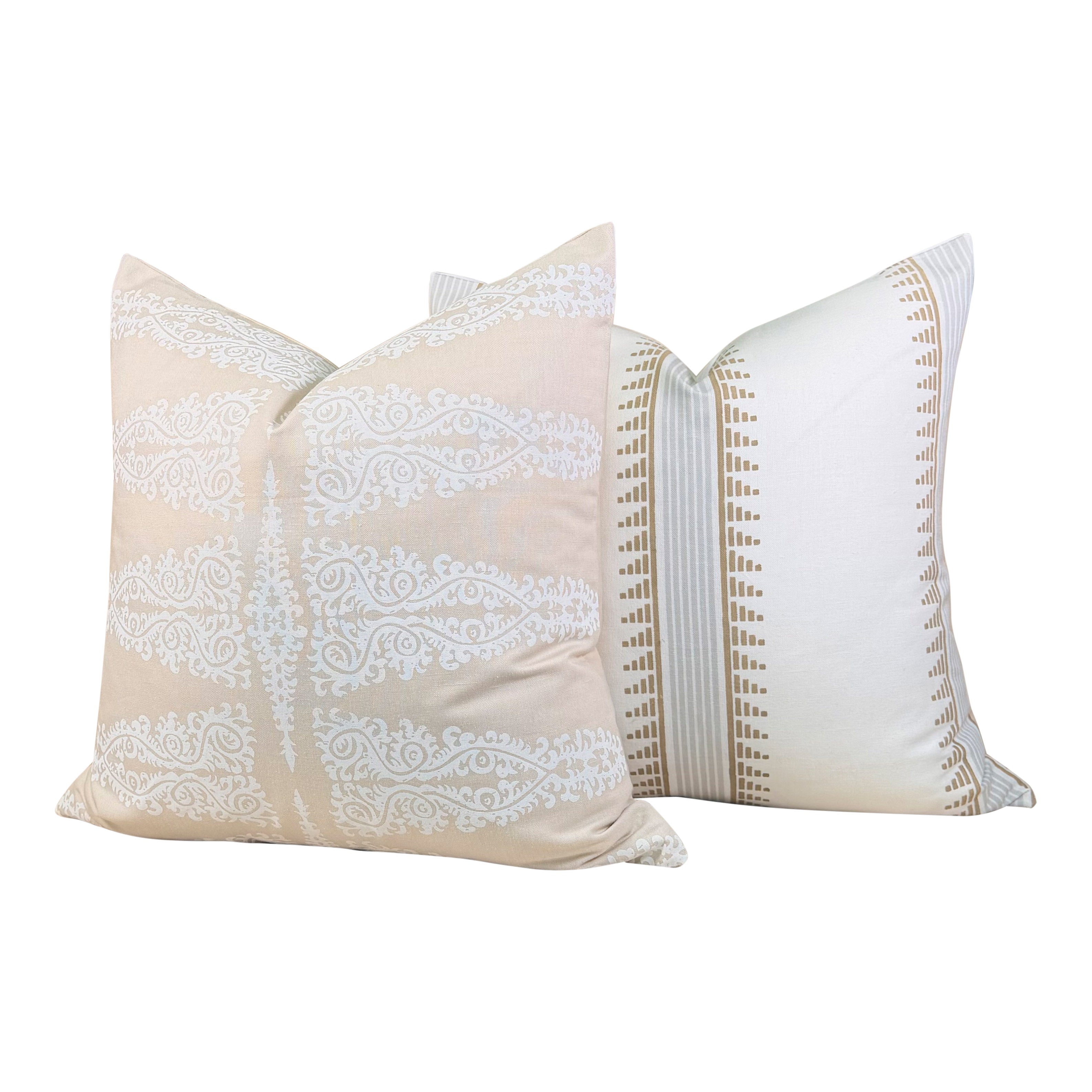 Thibaut Trail Head Pillow - Aqua, White, Gold