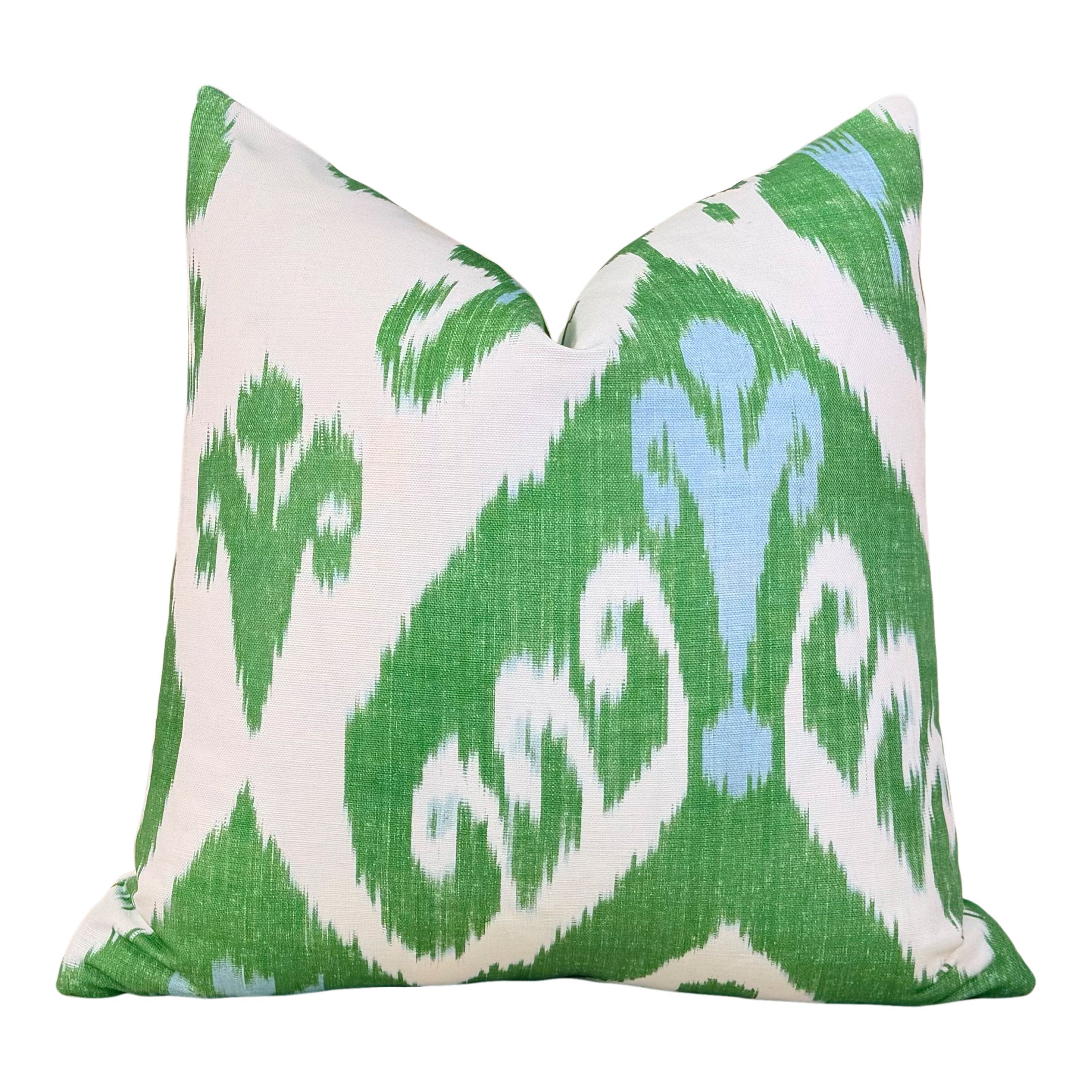 Thibaut Indies Ikat Pillow - Green, Aqua Blue