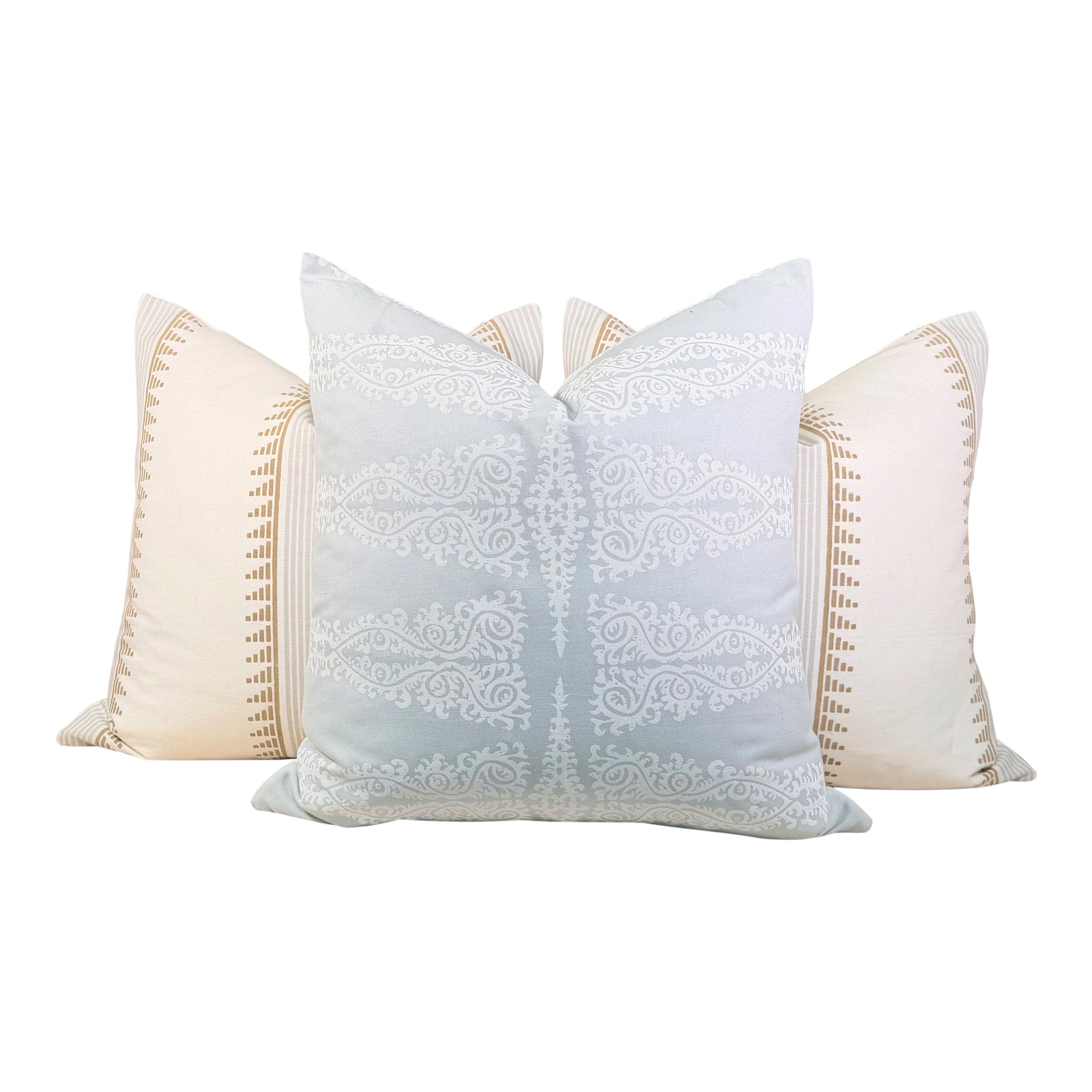 Thibaut Trail Head Pillow - Aqua, White, Gold