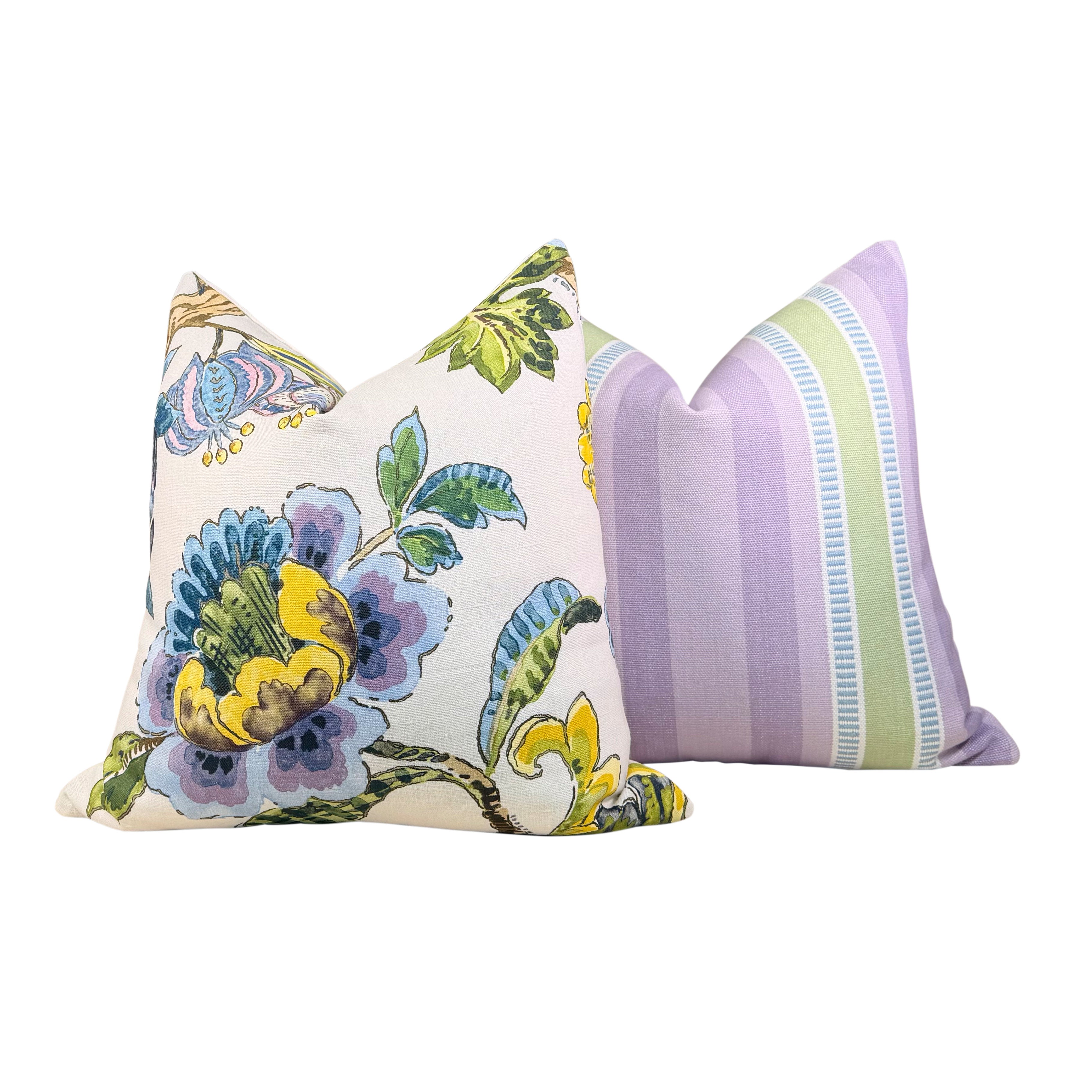 Thibaut Dearden Stripe Pillow - Lavender, Sage Green
