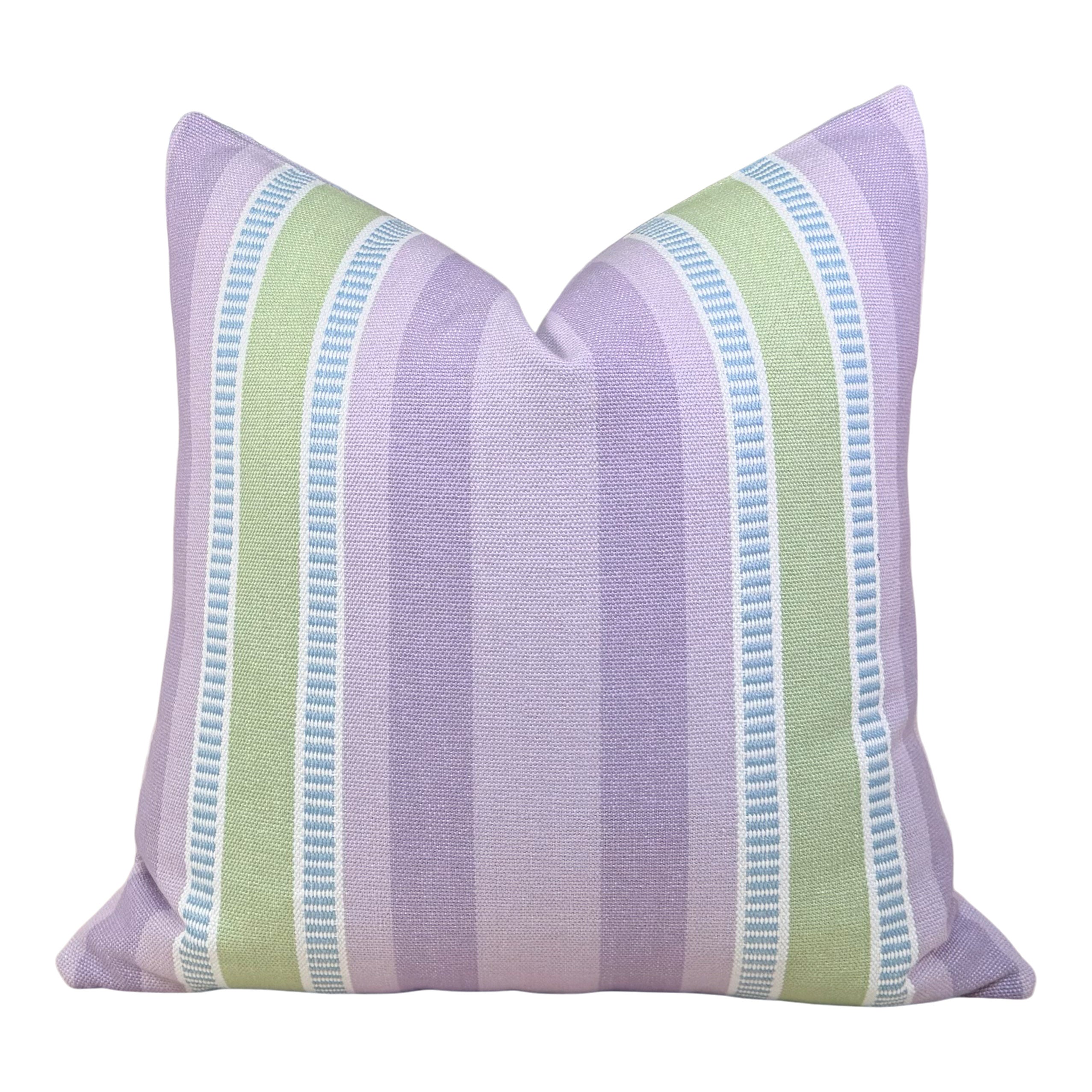 Thibaut Dearden Stripe Pillow - Lavender, Sage Green