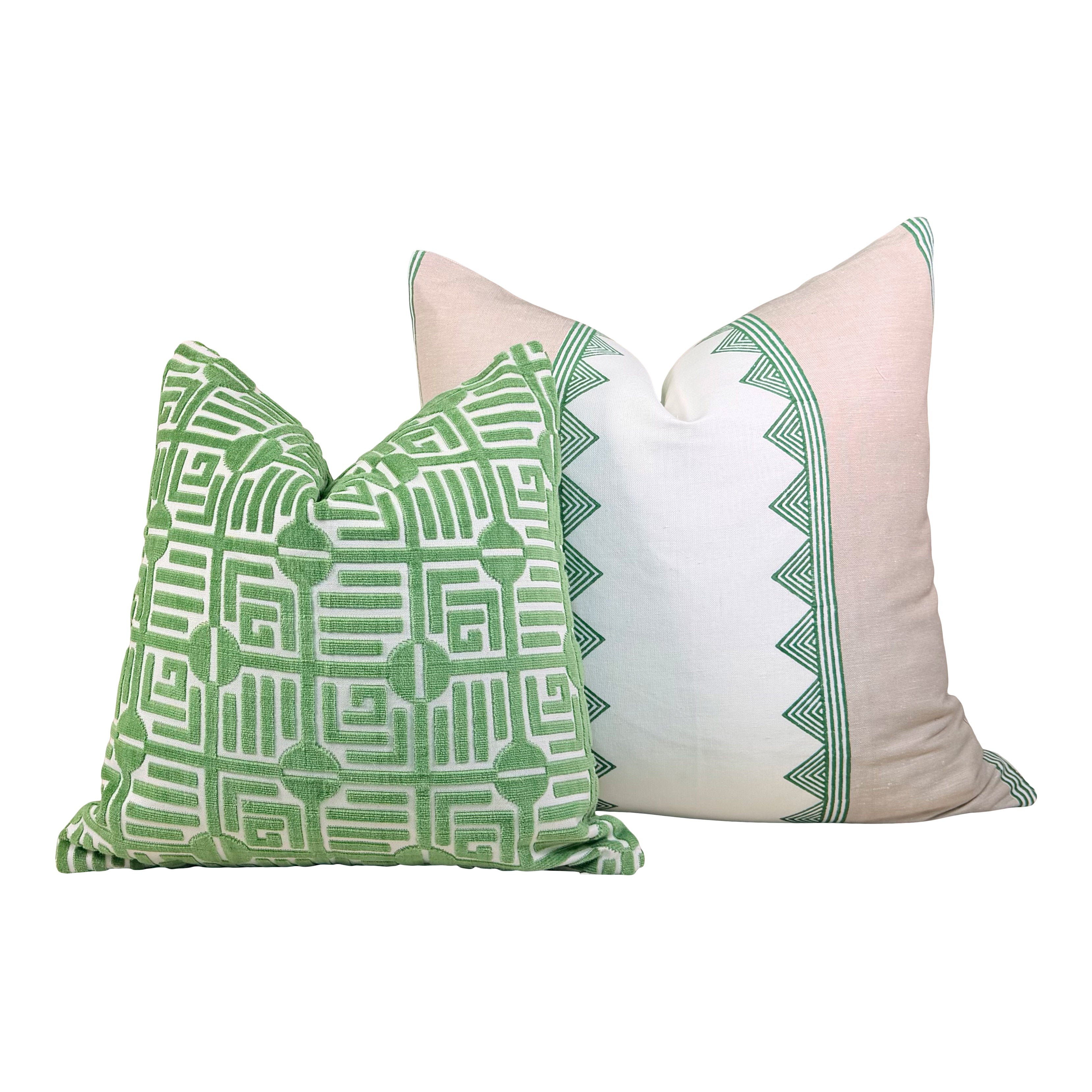 Thibaut Labyrinth Velvet Pillow - Green