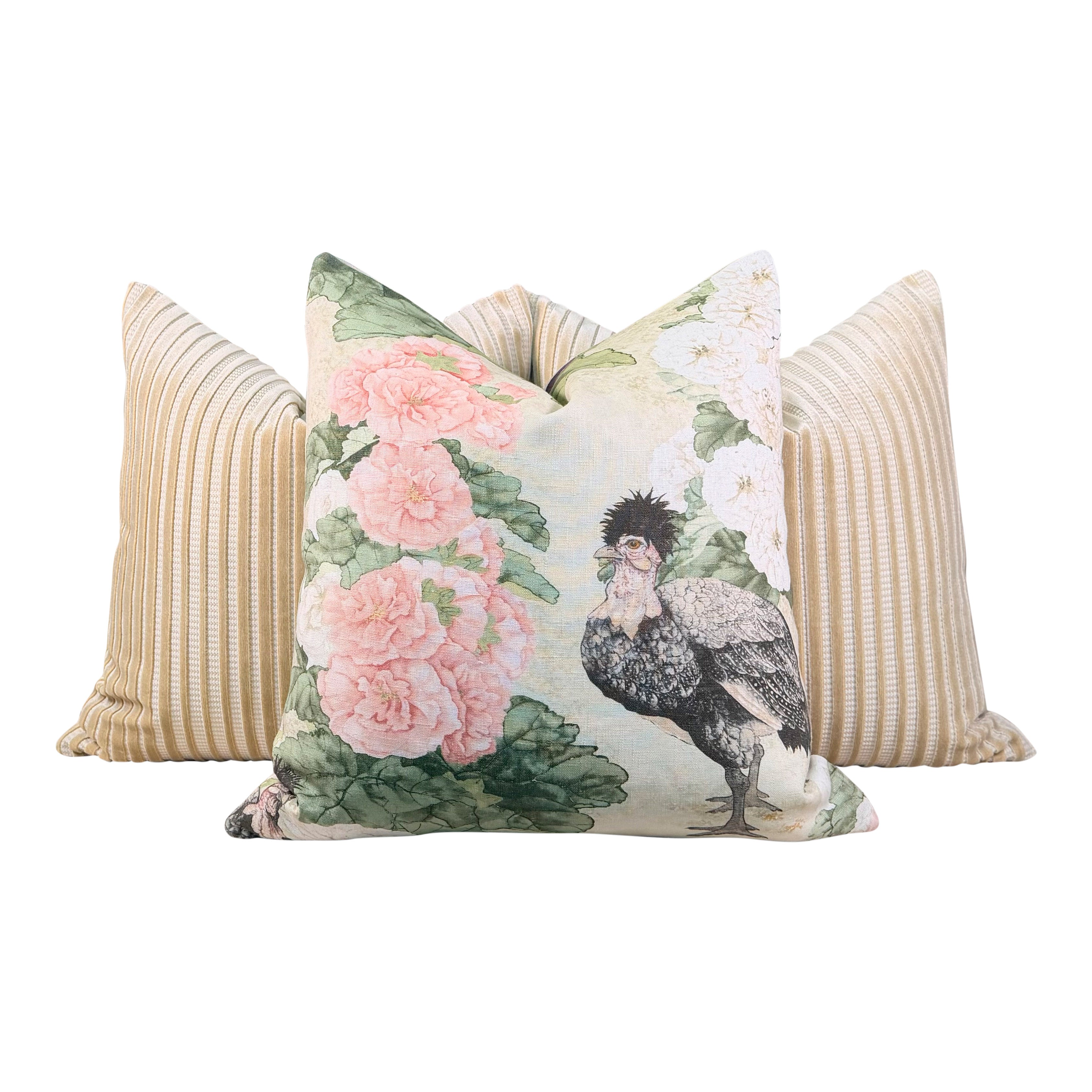 Schumacher Chimay Stripe Velvet Pillow - Champagne