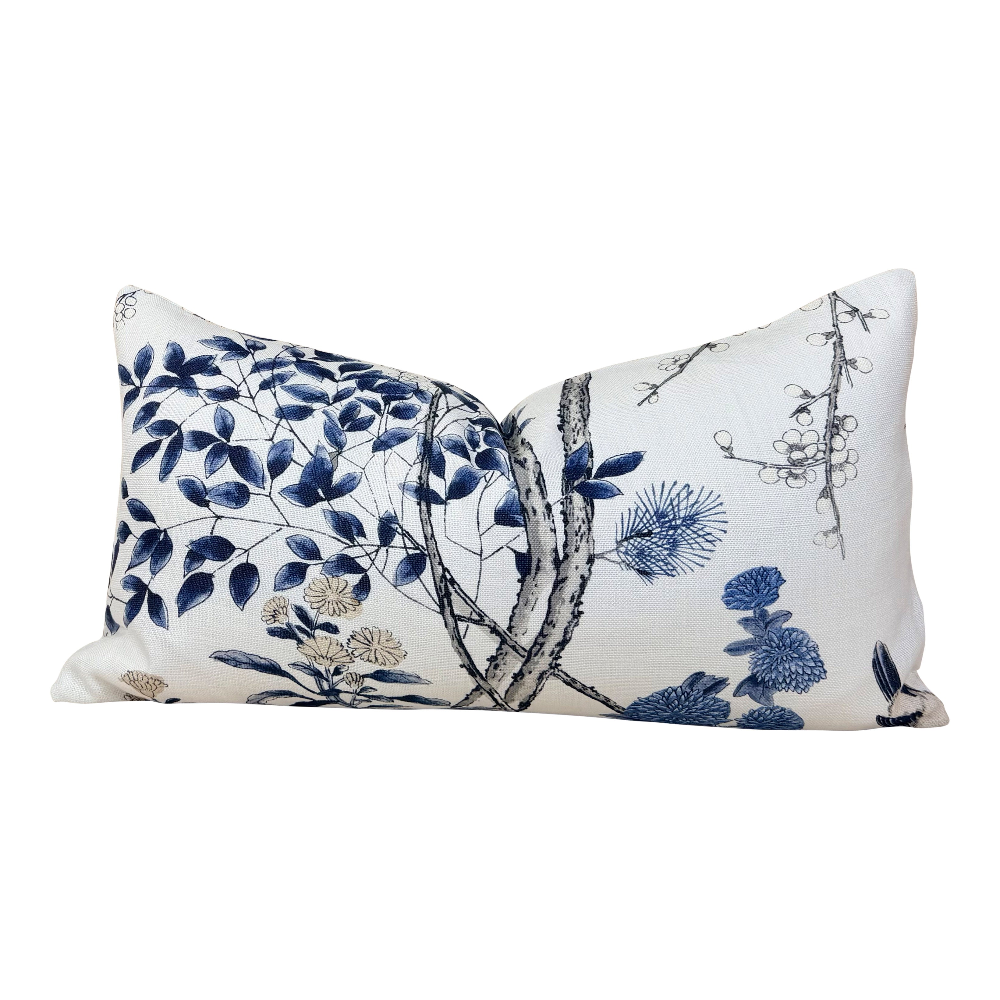 Sale!!!!! Price is for 2 - 12"X22" Ready to Ship Thibaut Katsura Linen Pillow Cover - Blue, White