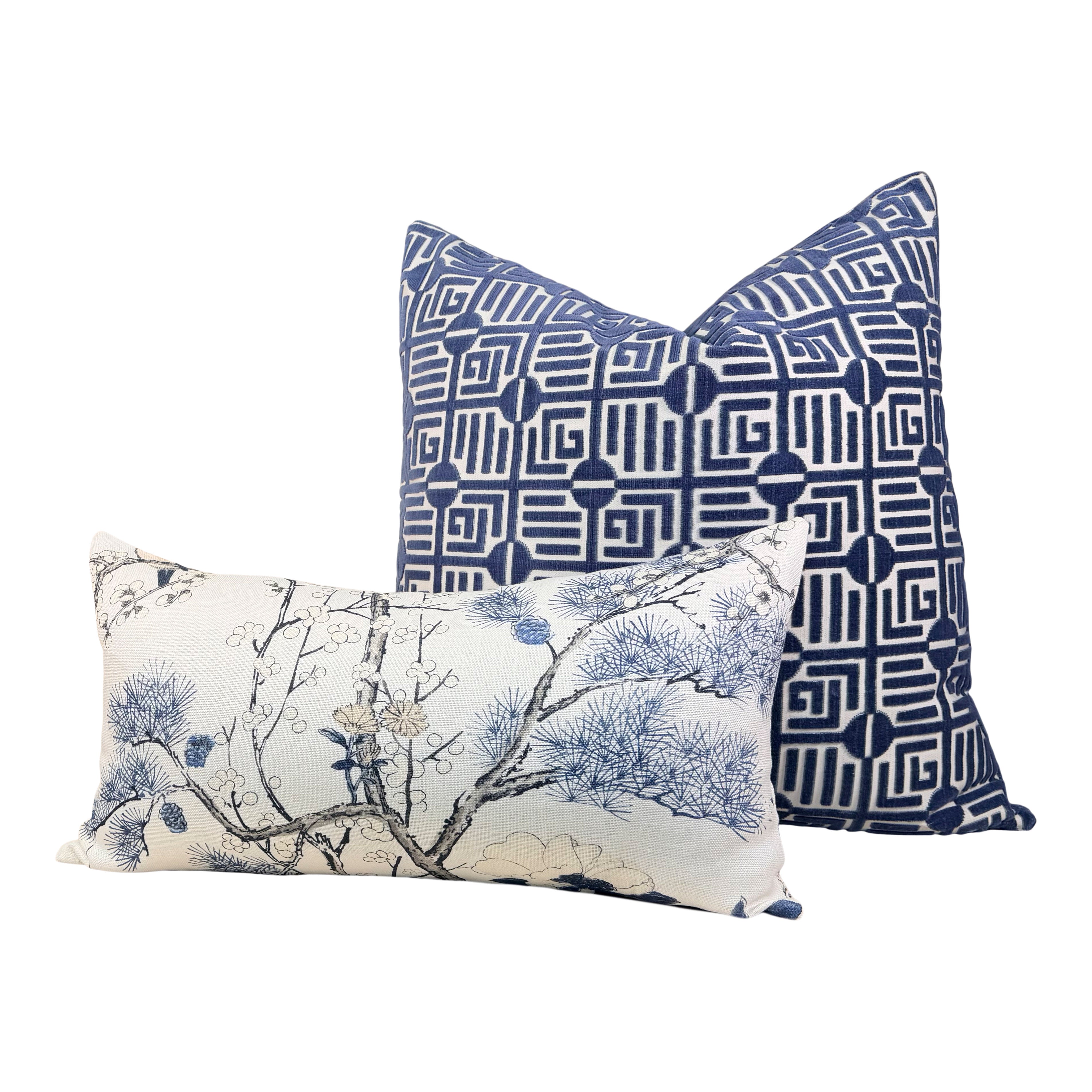 Sale!!!!! Price is for 2 - 12"X22" Ready to Ship Thibaut Katsura Linen Pillow Cover - Blue, White