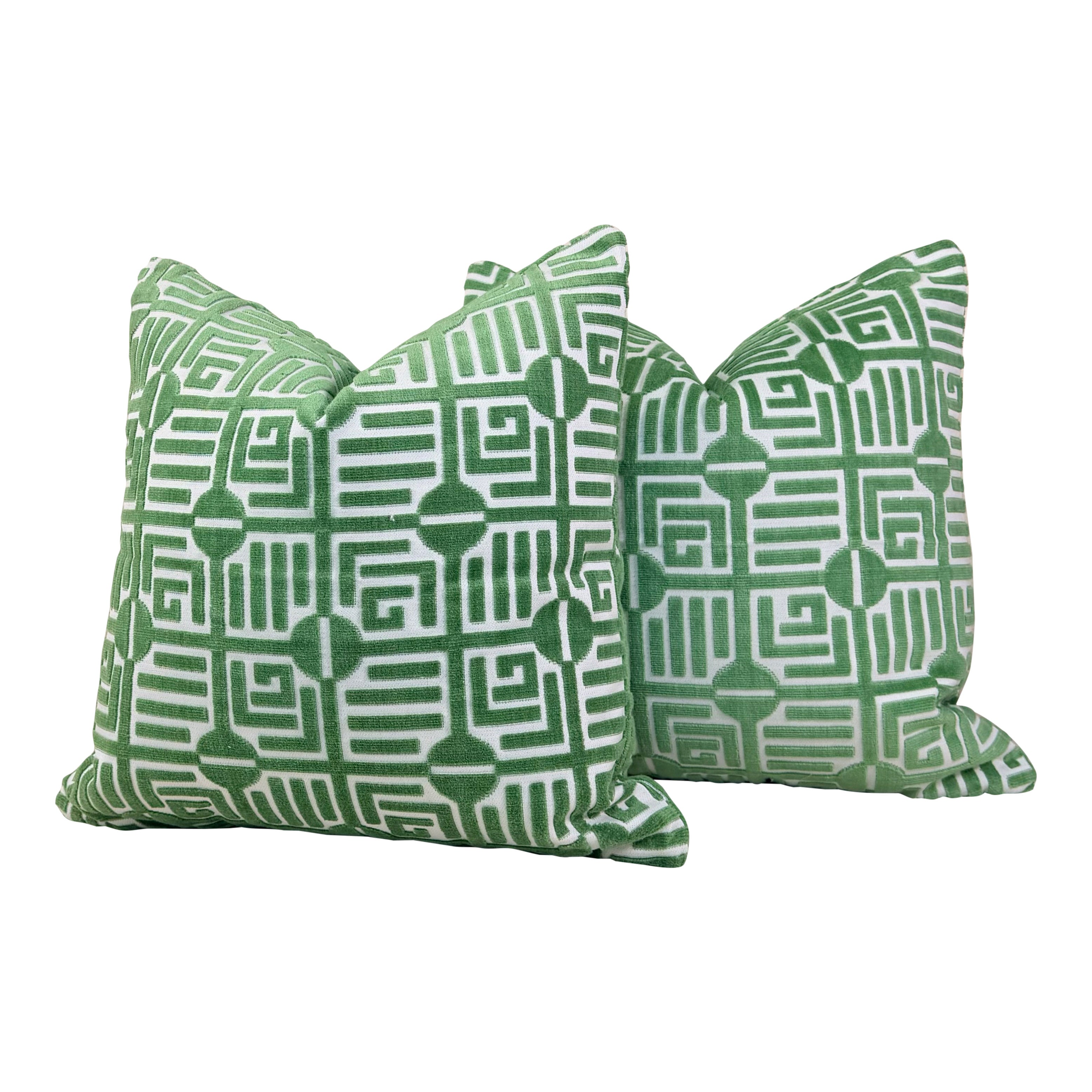 Thibaut Labyrinth Velvet Pillow - Green