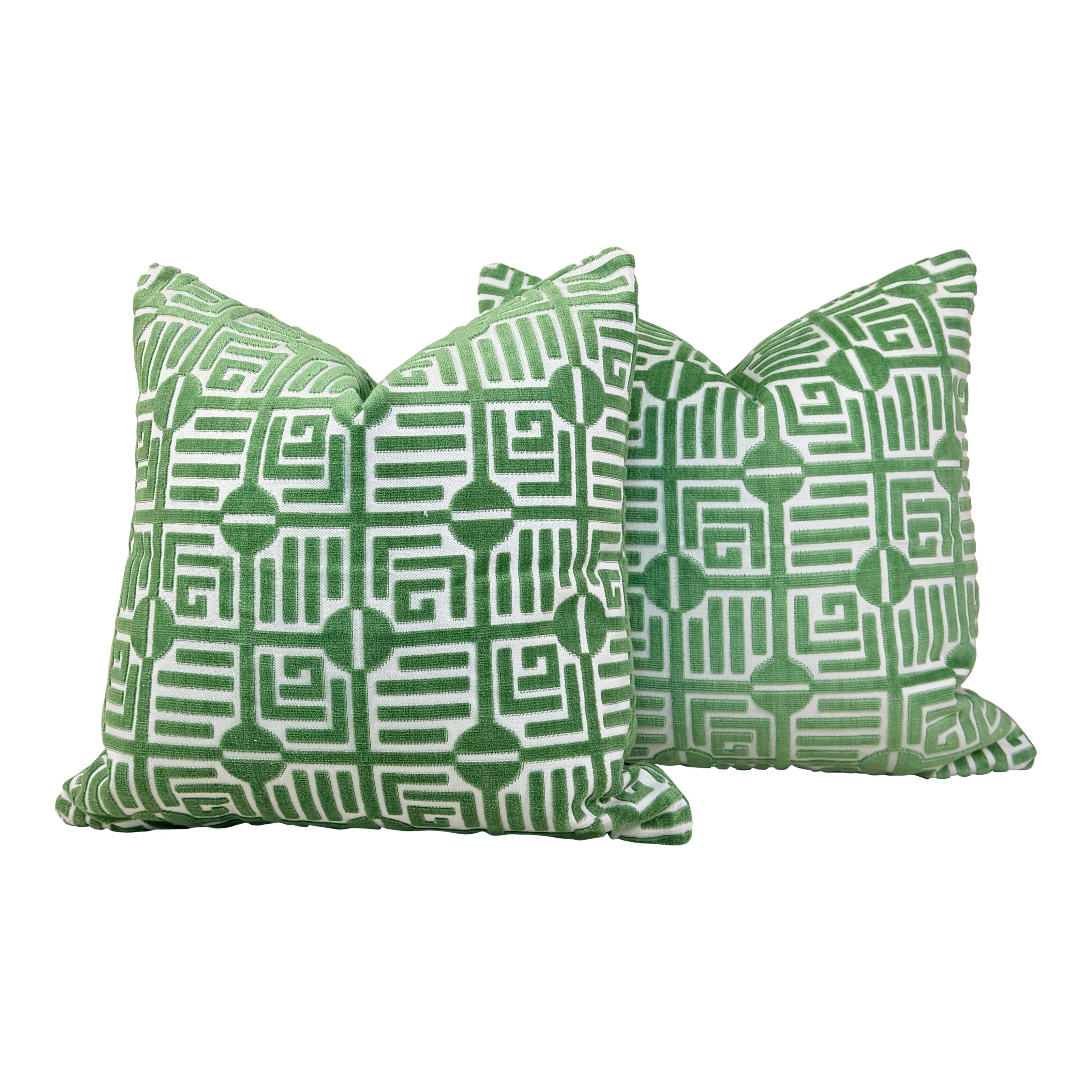 Thibaut Labyrinth Velvet Pillow - Green