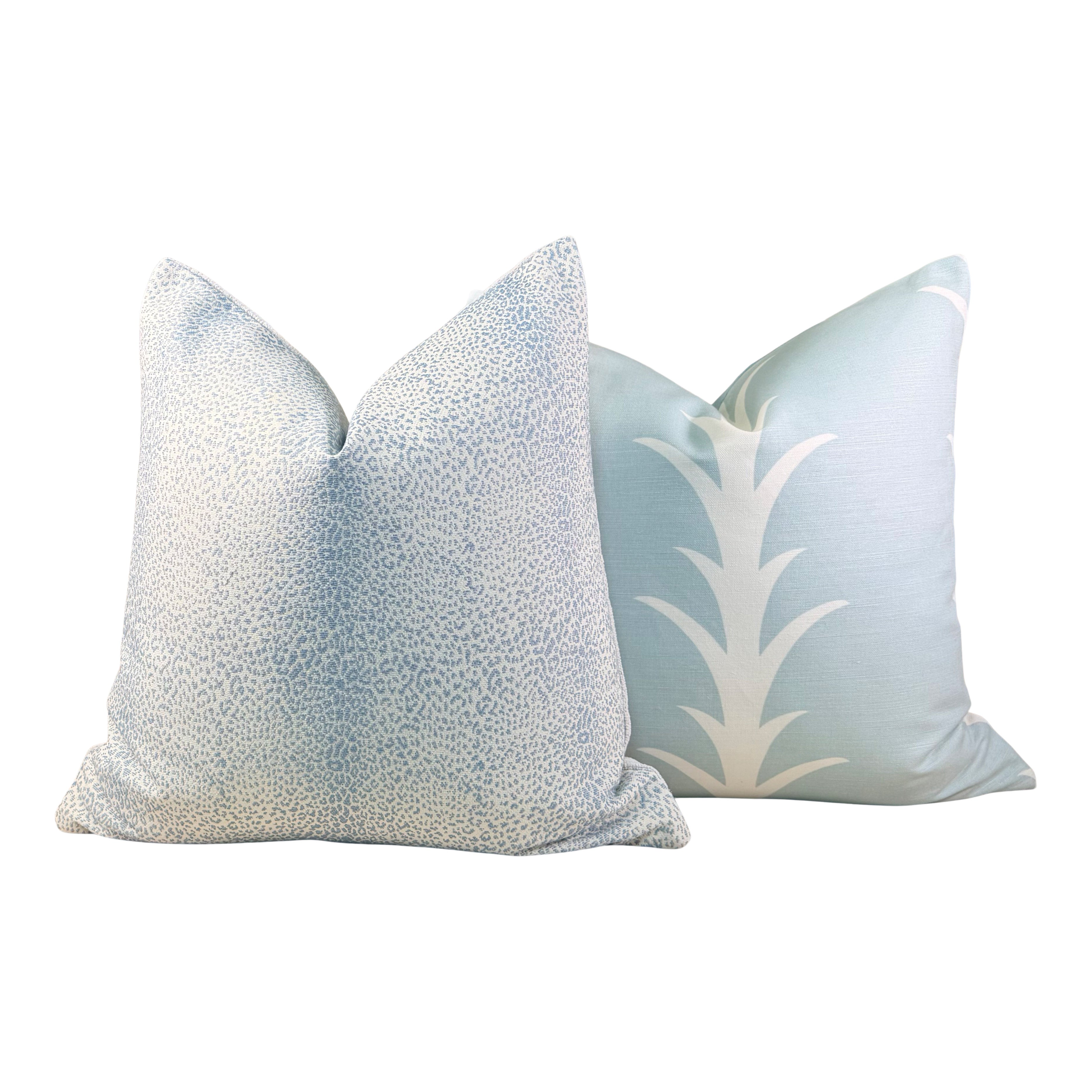 Schumacher Outdoor Mini Leopard Pillow - Sky Blue