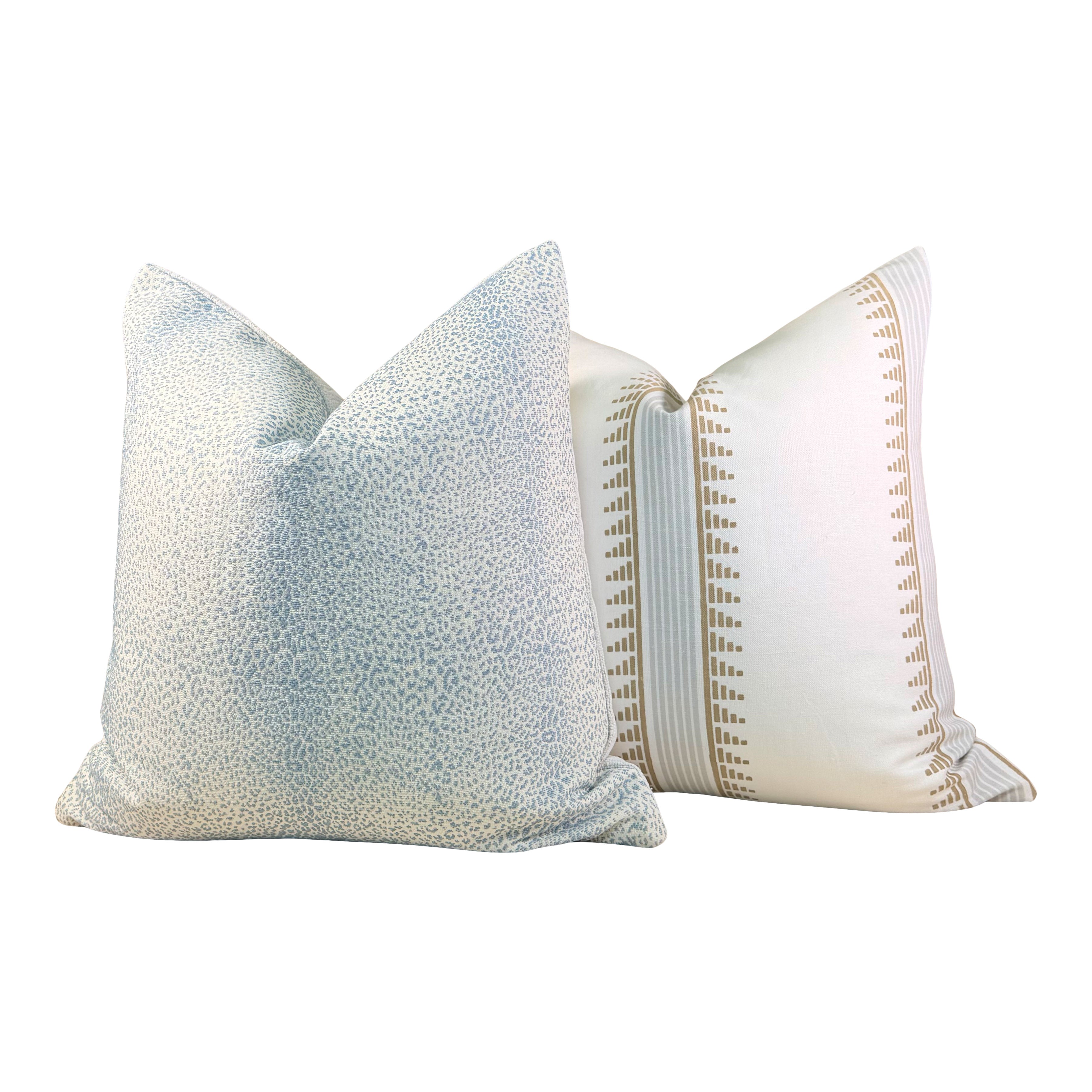 Schumacher Outdoor Mini Leopard Pillow - Sky Blue