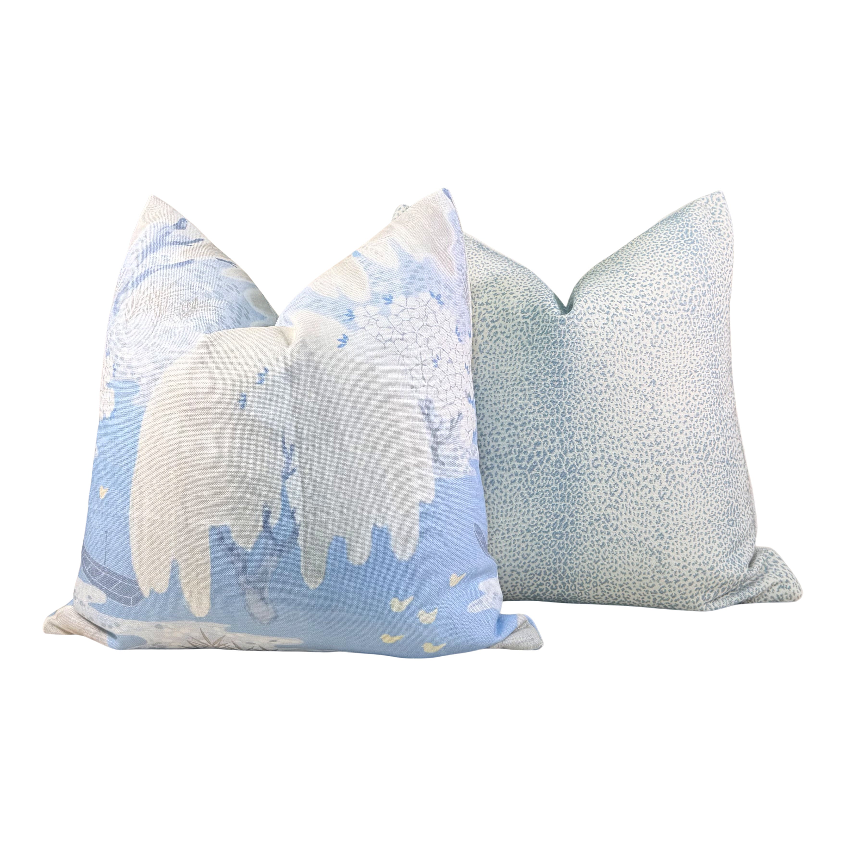 Thibaut Willow Tree Pillow in Soft Blue.
