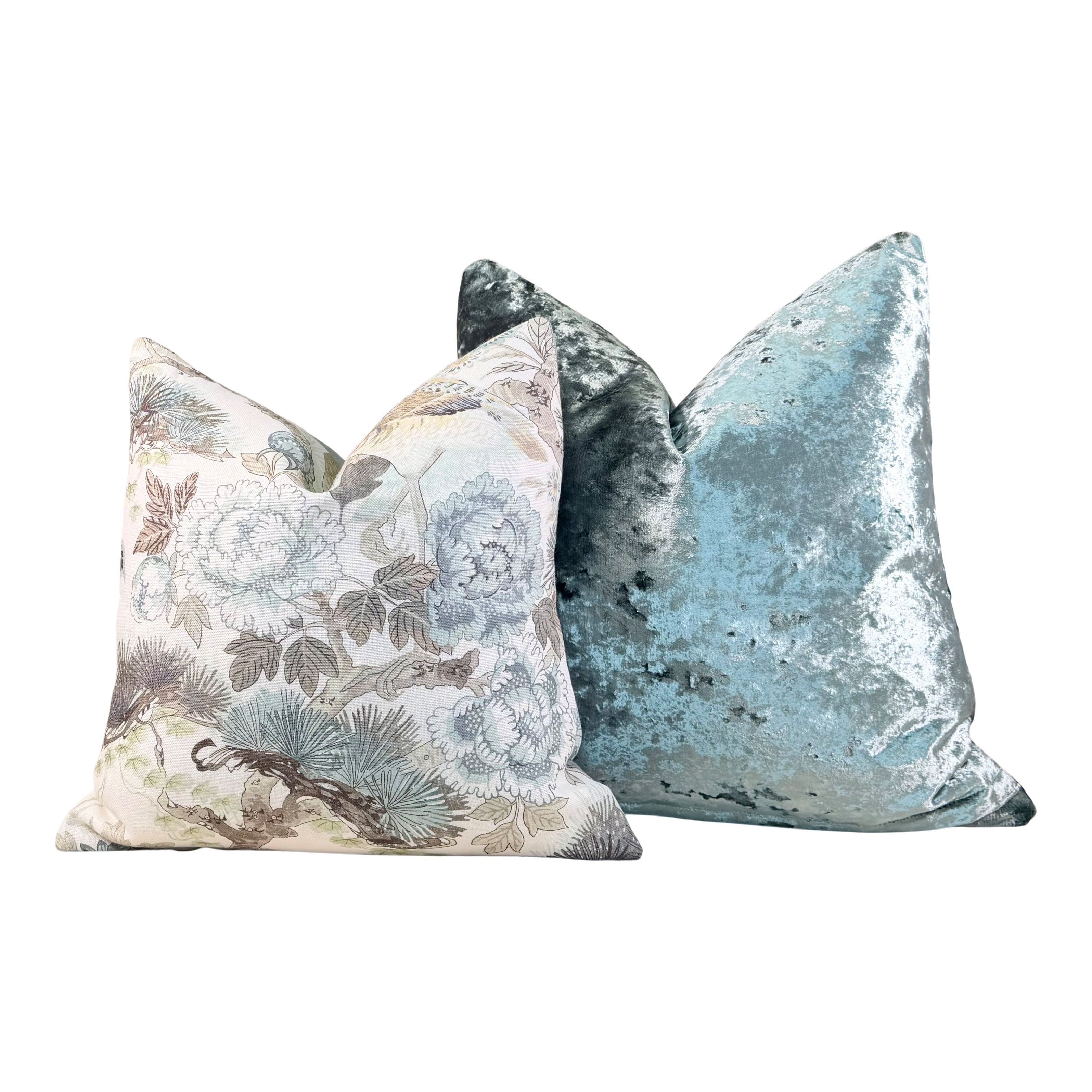 Designer Crushed Velvet Pillow - Sea glass