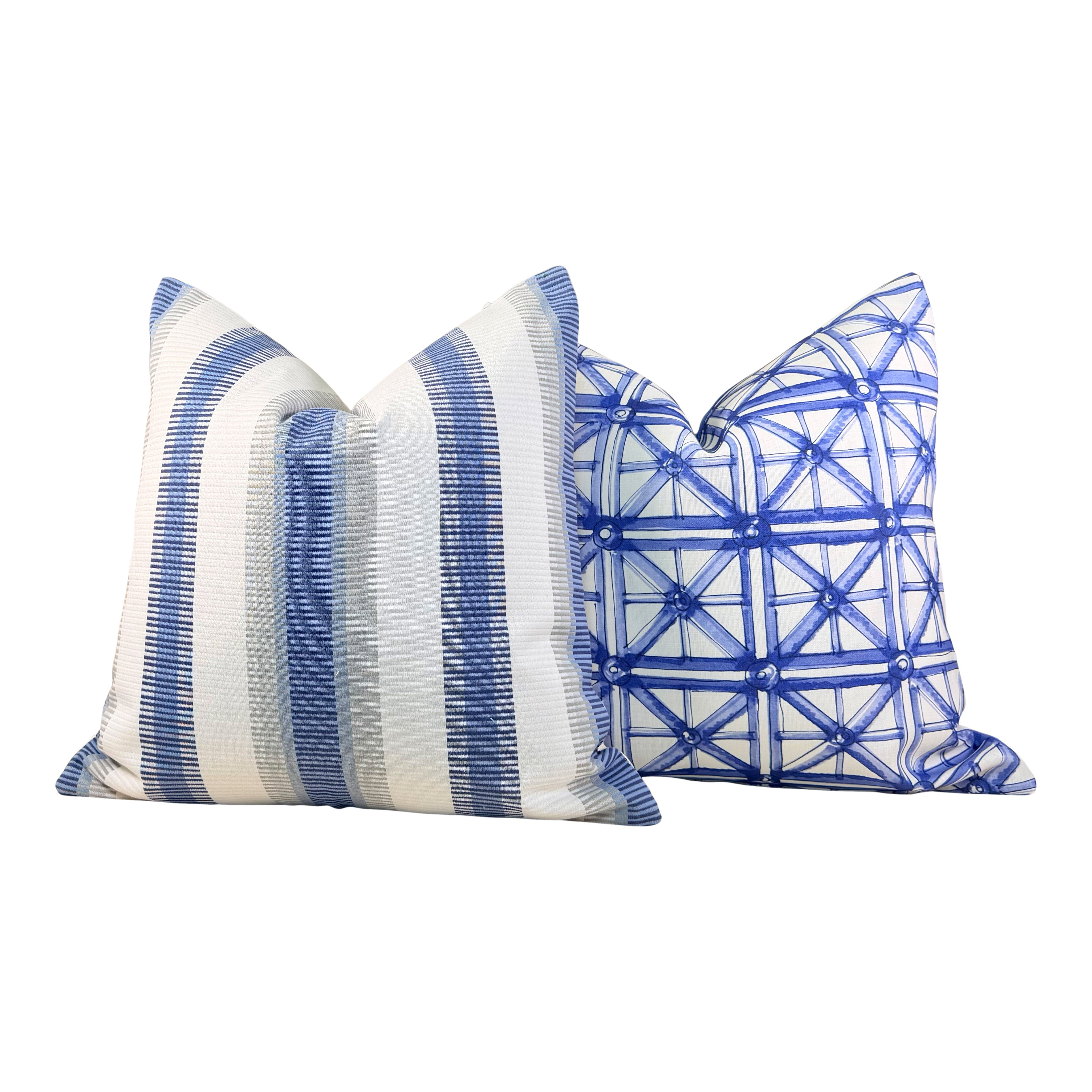 Thibaut Outdoor Woven Samba Stripe Pillow - Navy, Nickel
