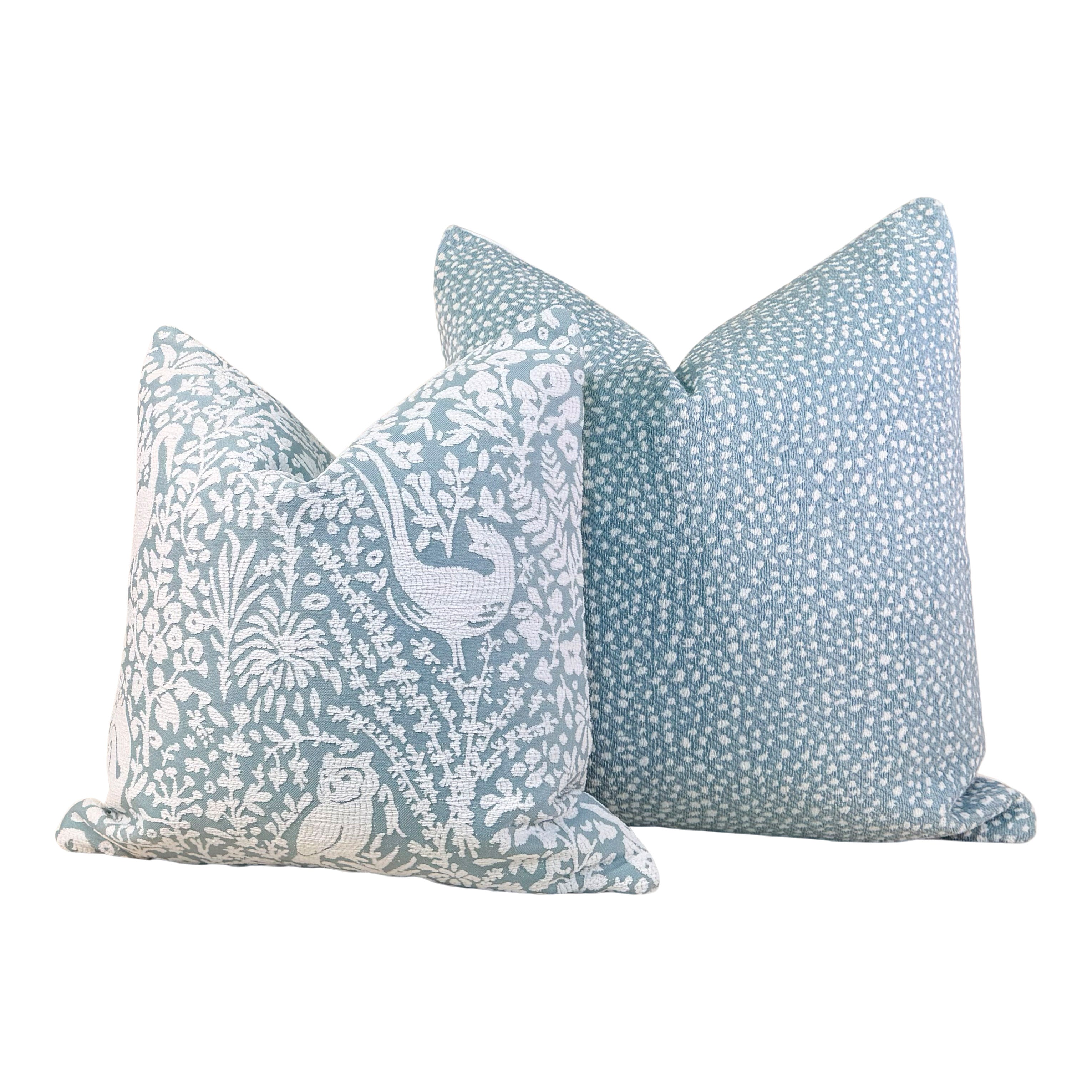 Thibaut Fawn Indoor Outdoor Pillow - Sky Blue.