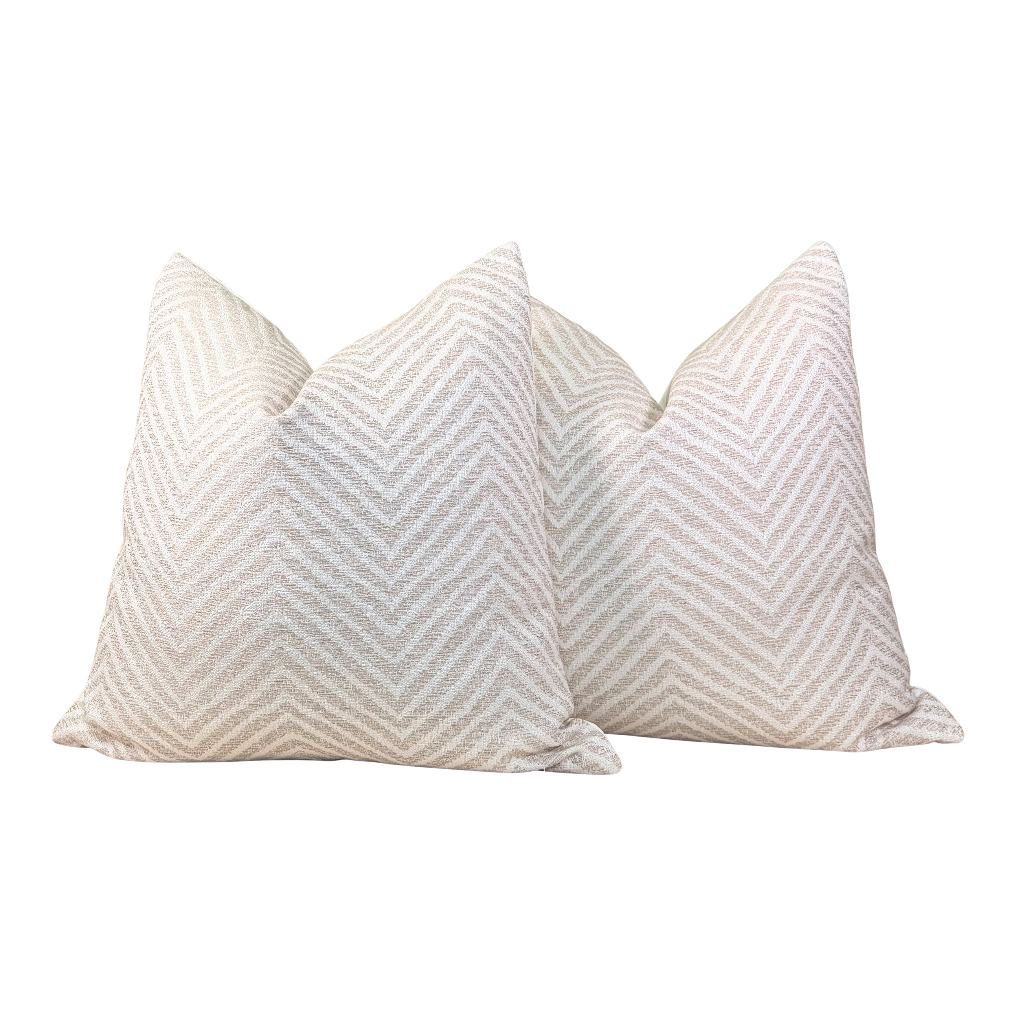 Thibaut Outdoor Chevron Pillow - Beige, White
