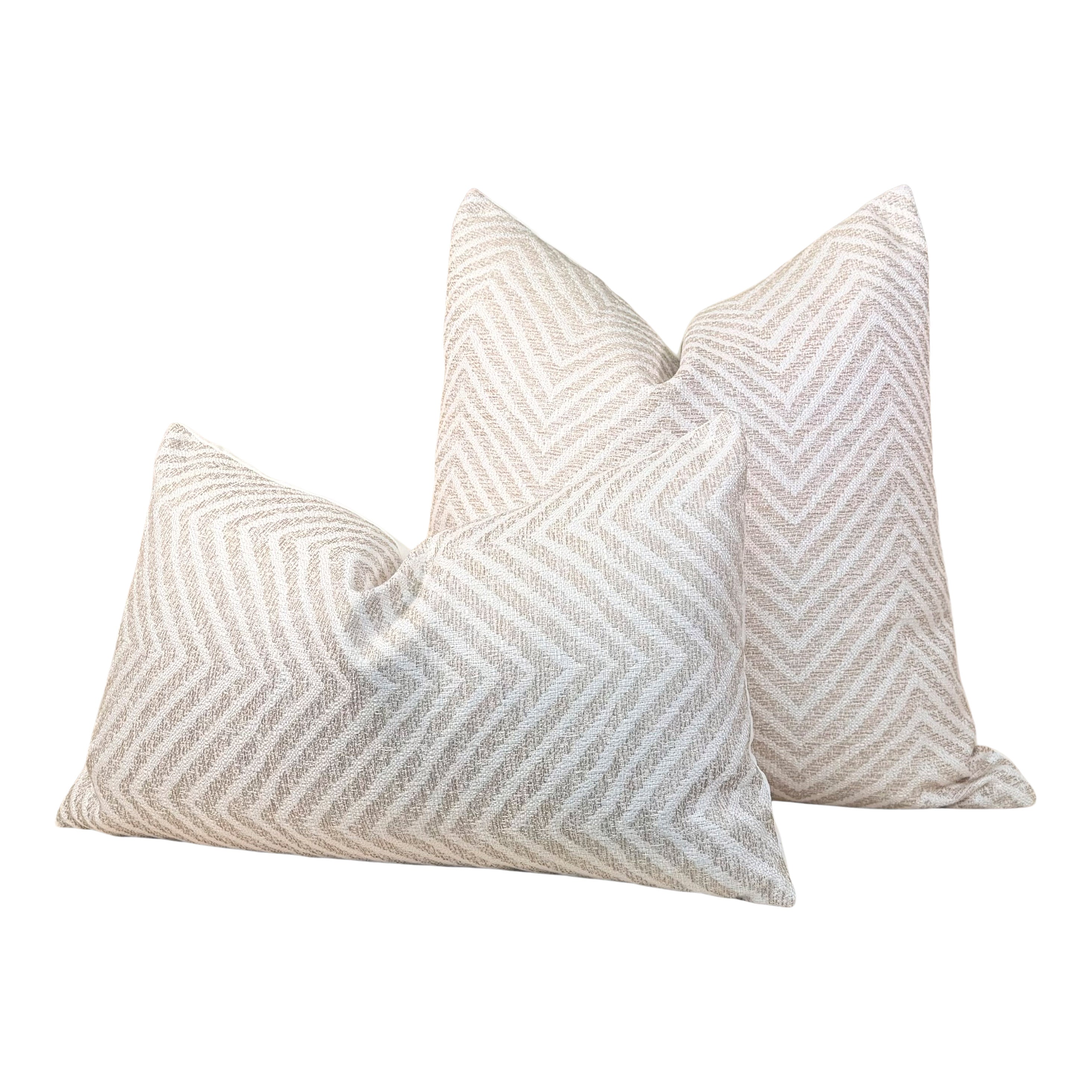 Thibaut Outdoor Chevron Pillow - Beige, White