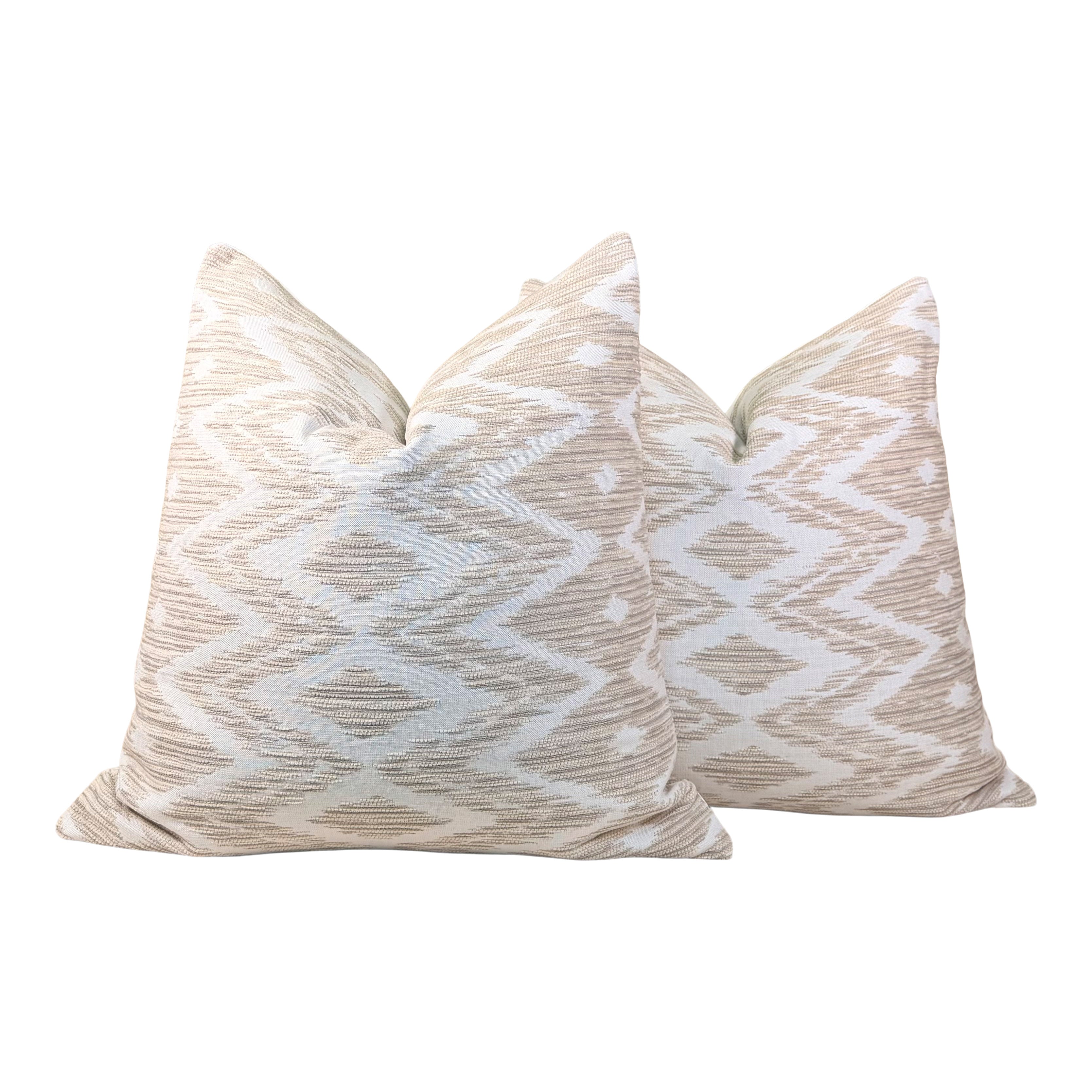 Thibaut Outdoor Woven Indira Pillow - Beige, White