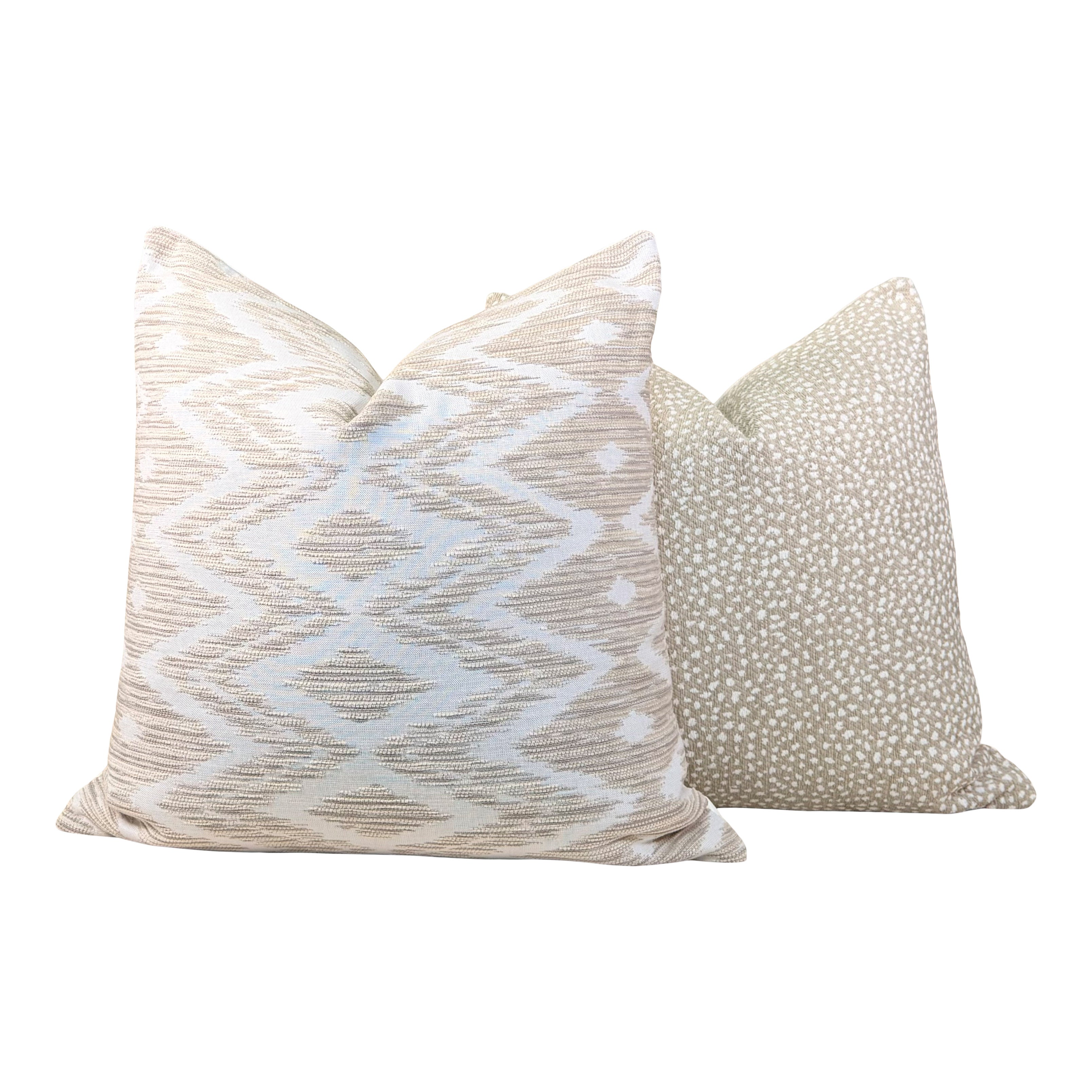 Thibaut Outdoor Woven Indira Pillow - Beige, White