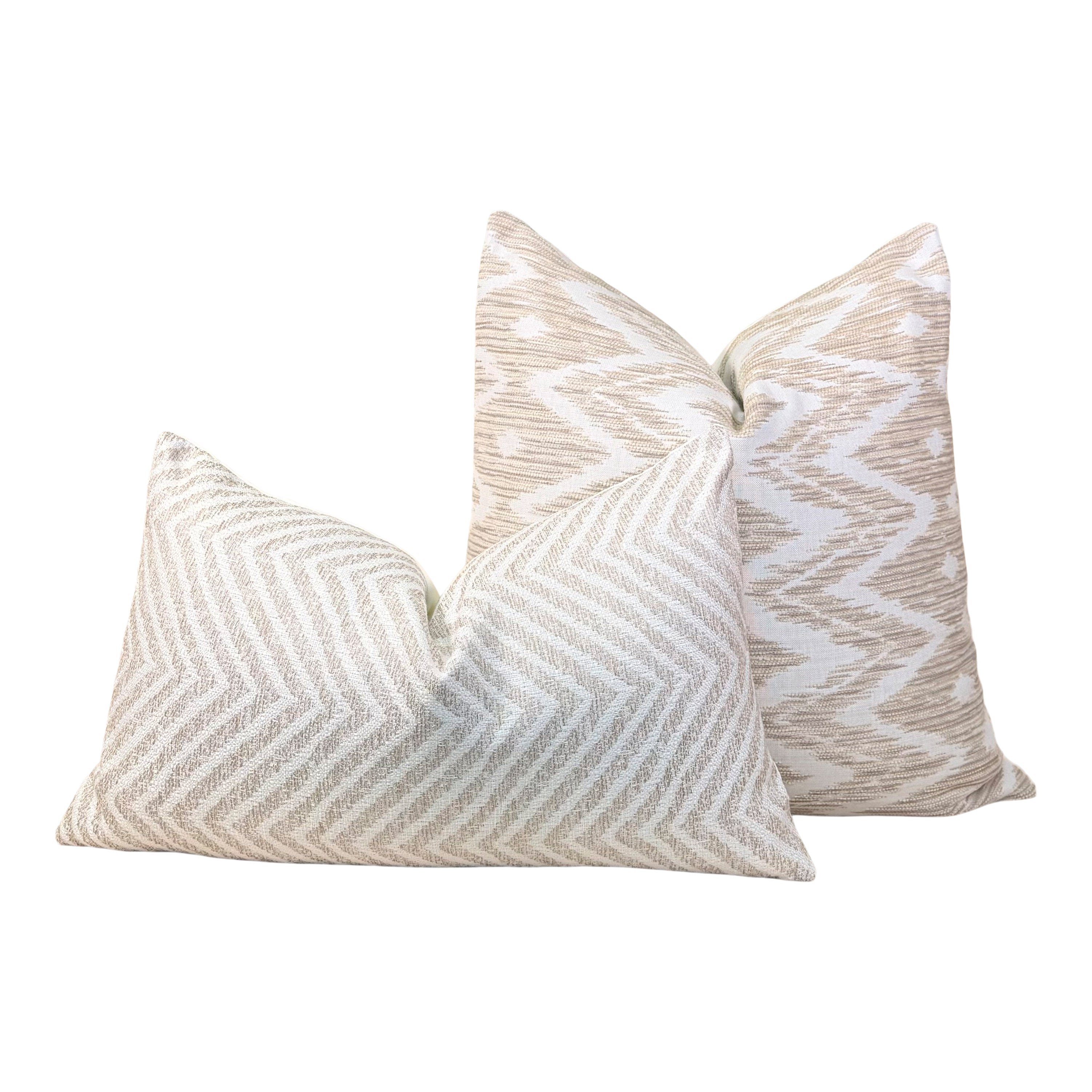 Thibaut Outdoor Woven Indira Pillow - Beige, White