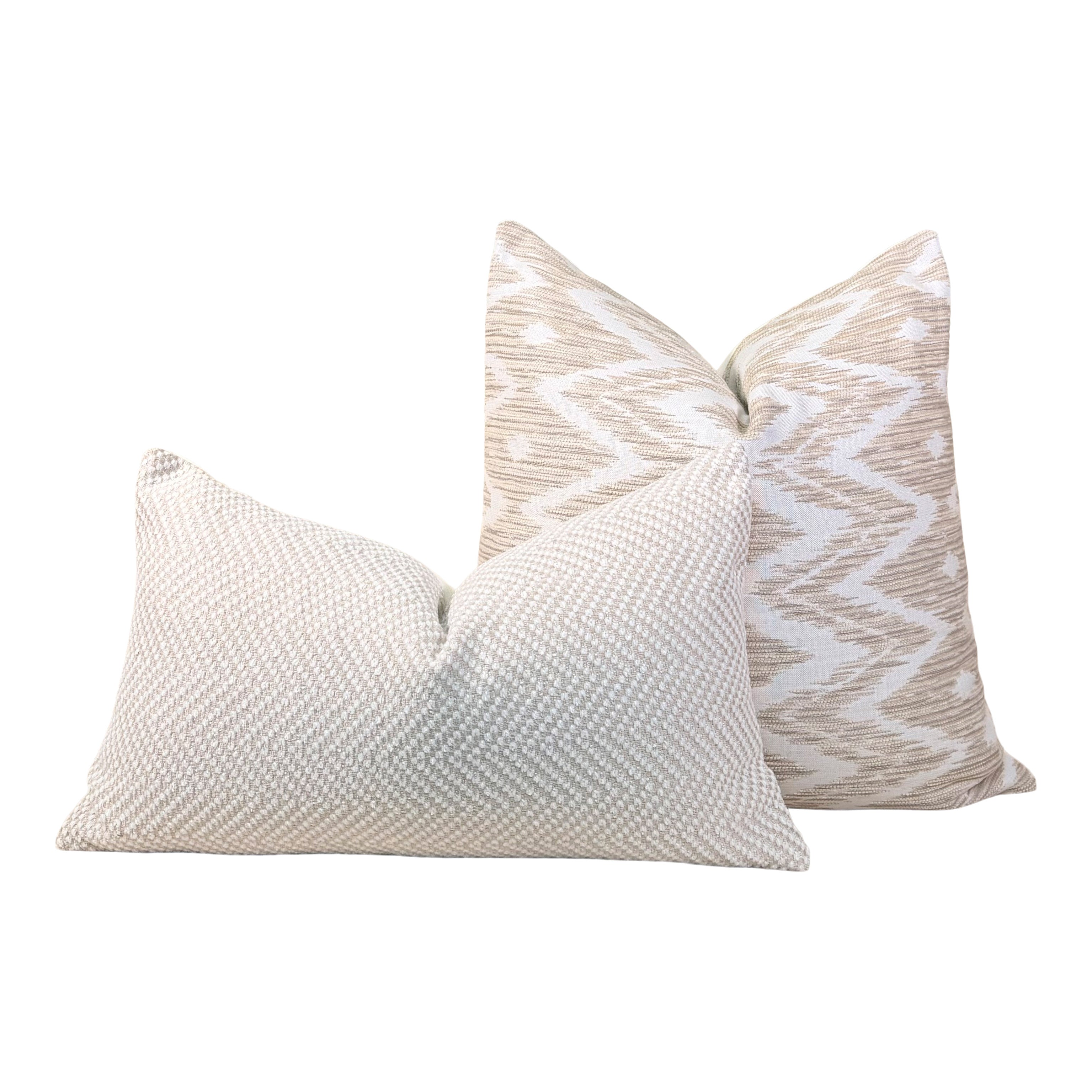 Thibaut Outdoor Woven Indira Pillow - Beige, White