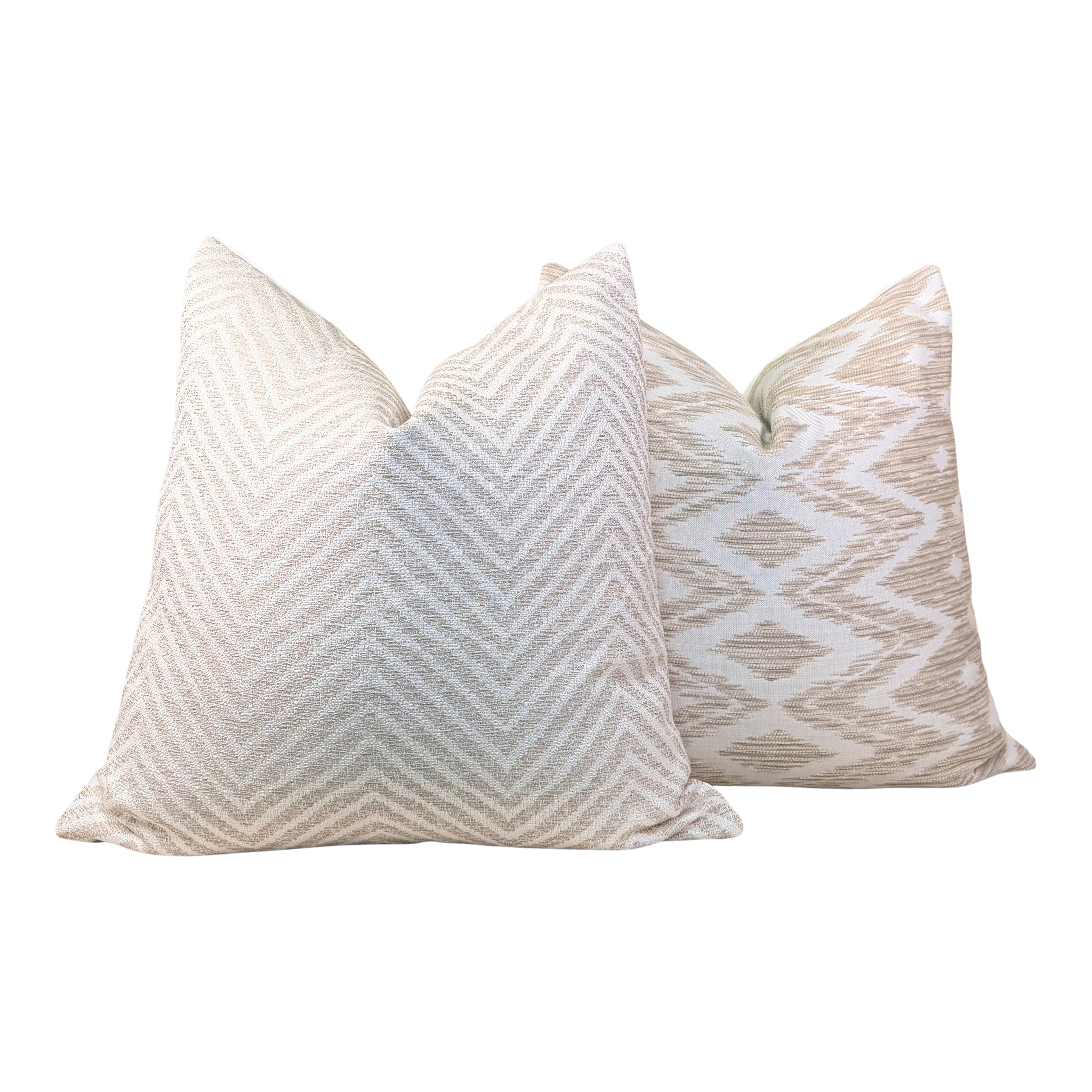 Thibaut Outdoor Woven Indira Pillow - Beige, White