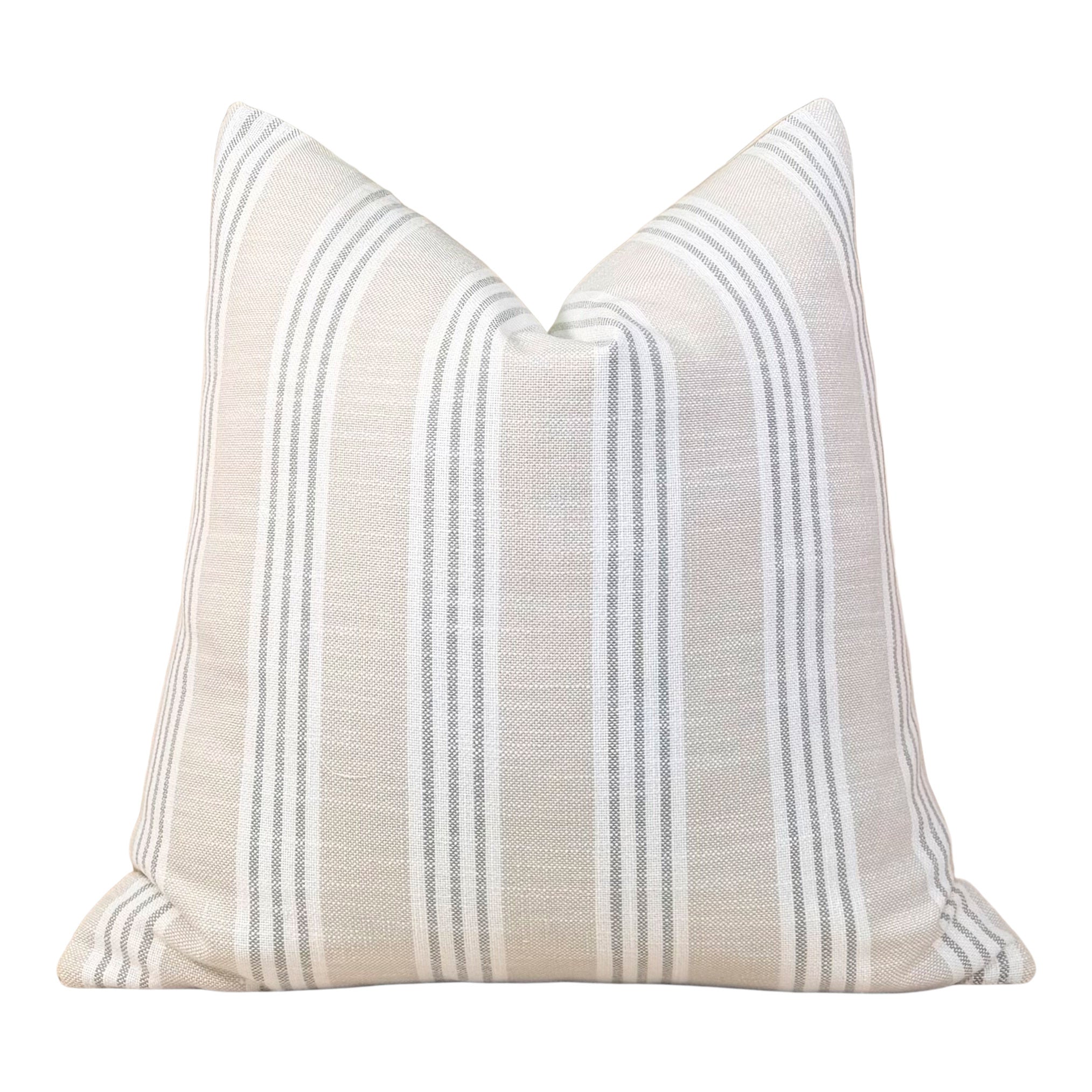 Thibaut Outdoor Woven Southport Stripe Pillow - Flax, Grey