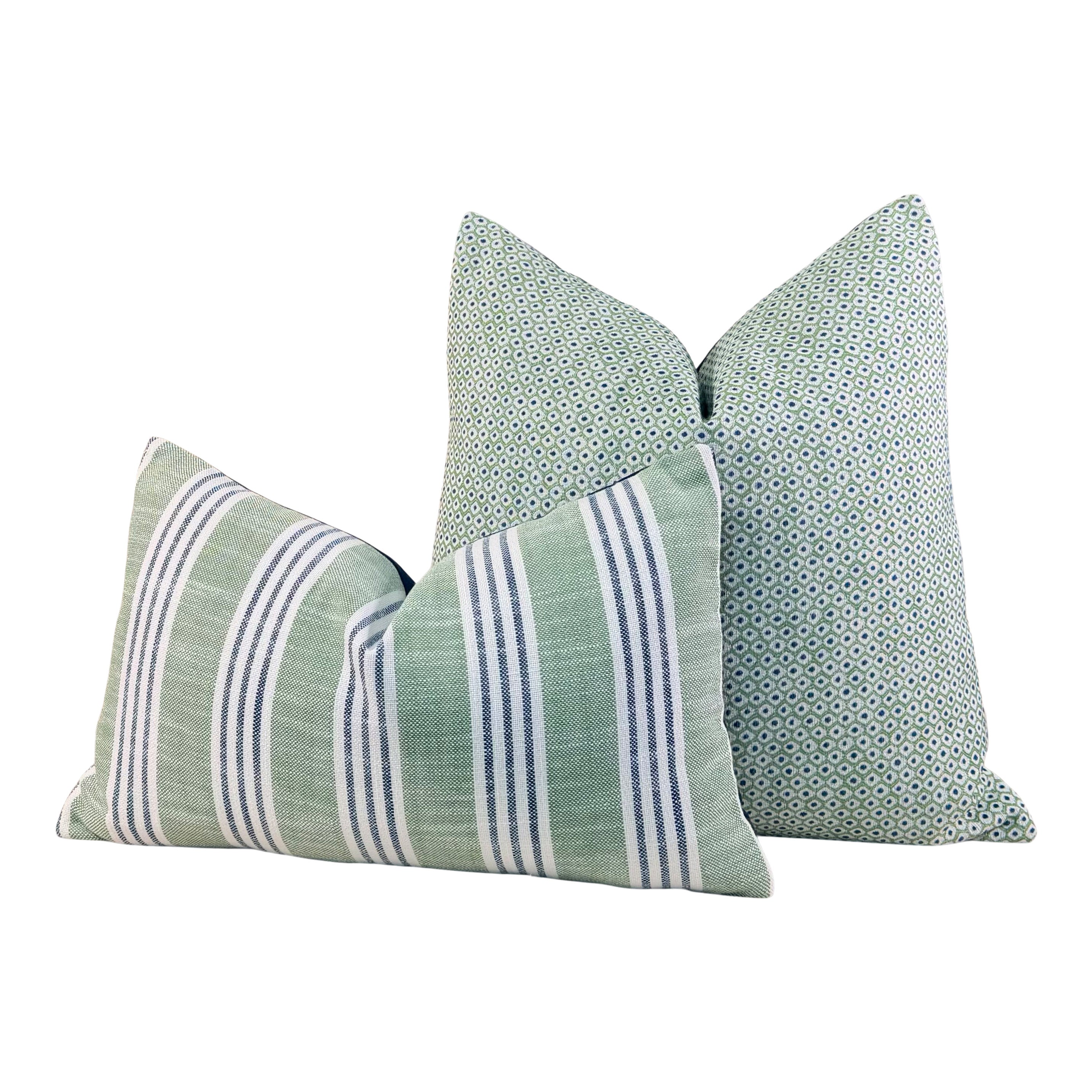 Thibaut Outdoor Southport Stripe Pillow - Kelly Green, Navy