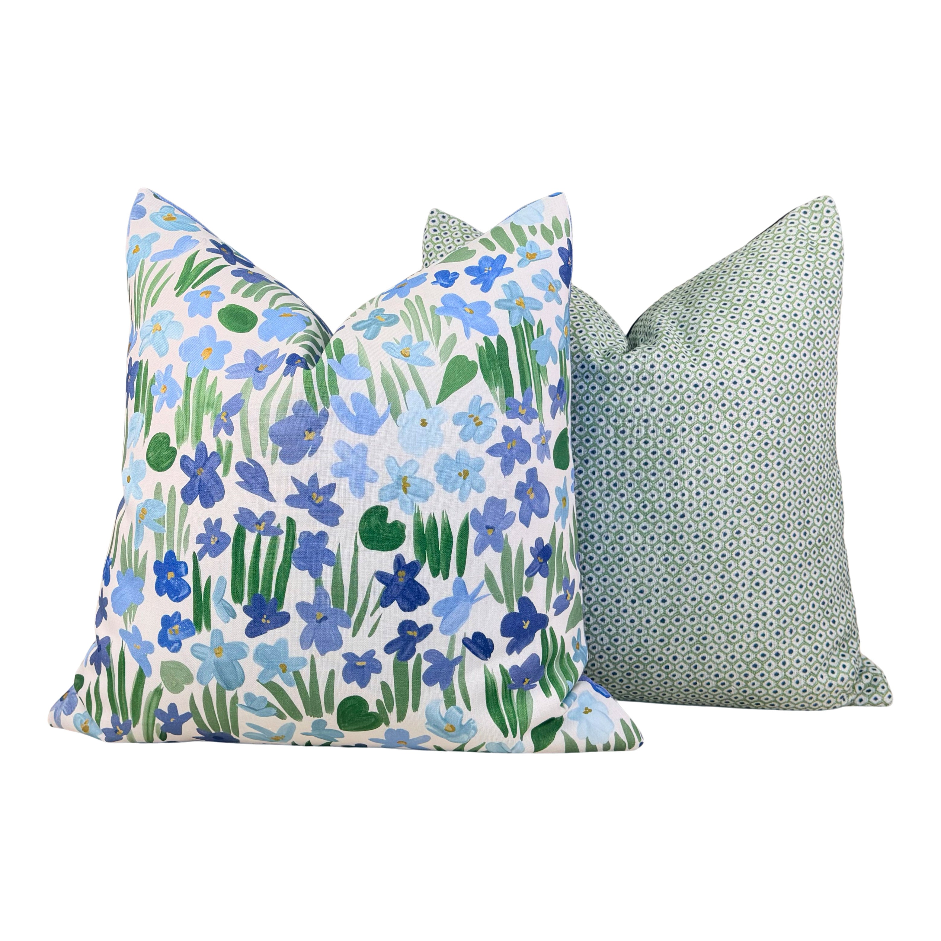 Schumacher Sweet Violette Outdoor Pillow - Blue, Green