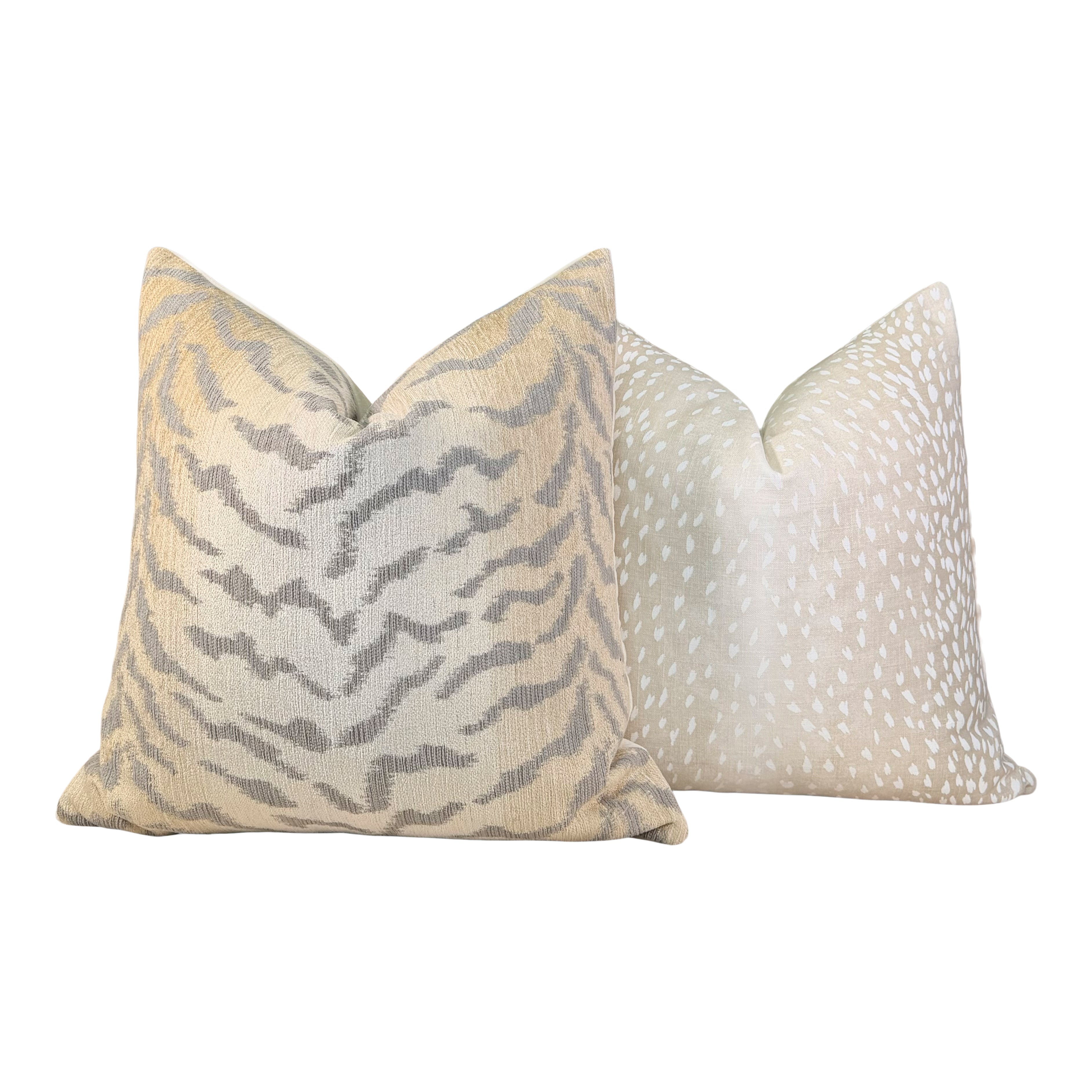 Tiger Stripes Woven Pillow - Beige