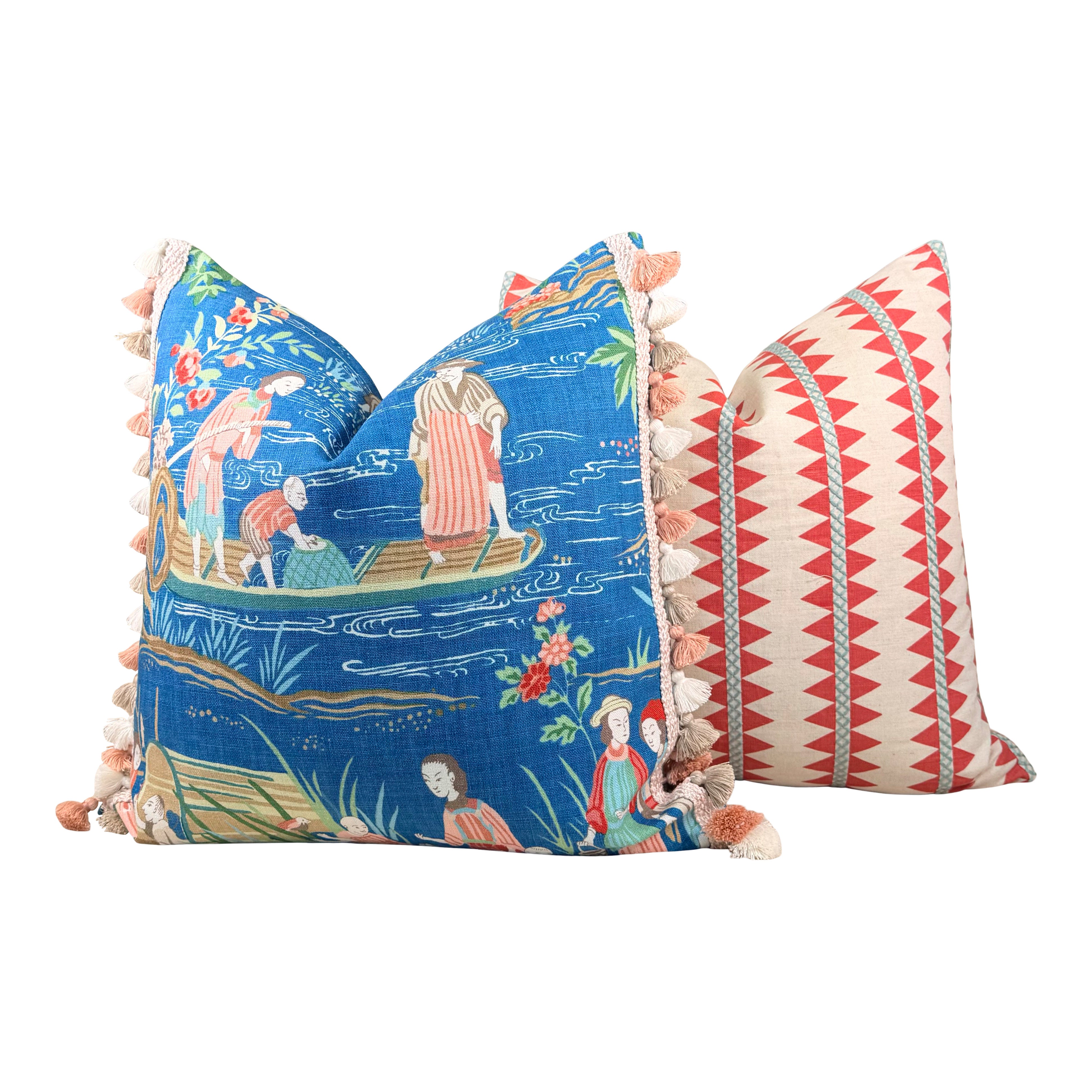 Schumacher Yangtze River Pillow - Blue
