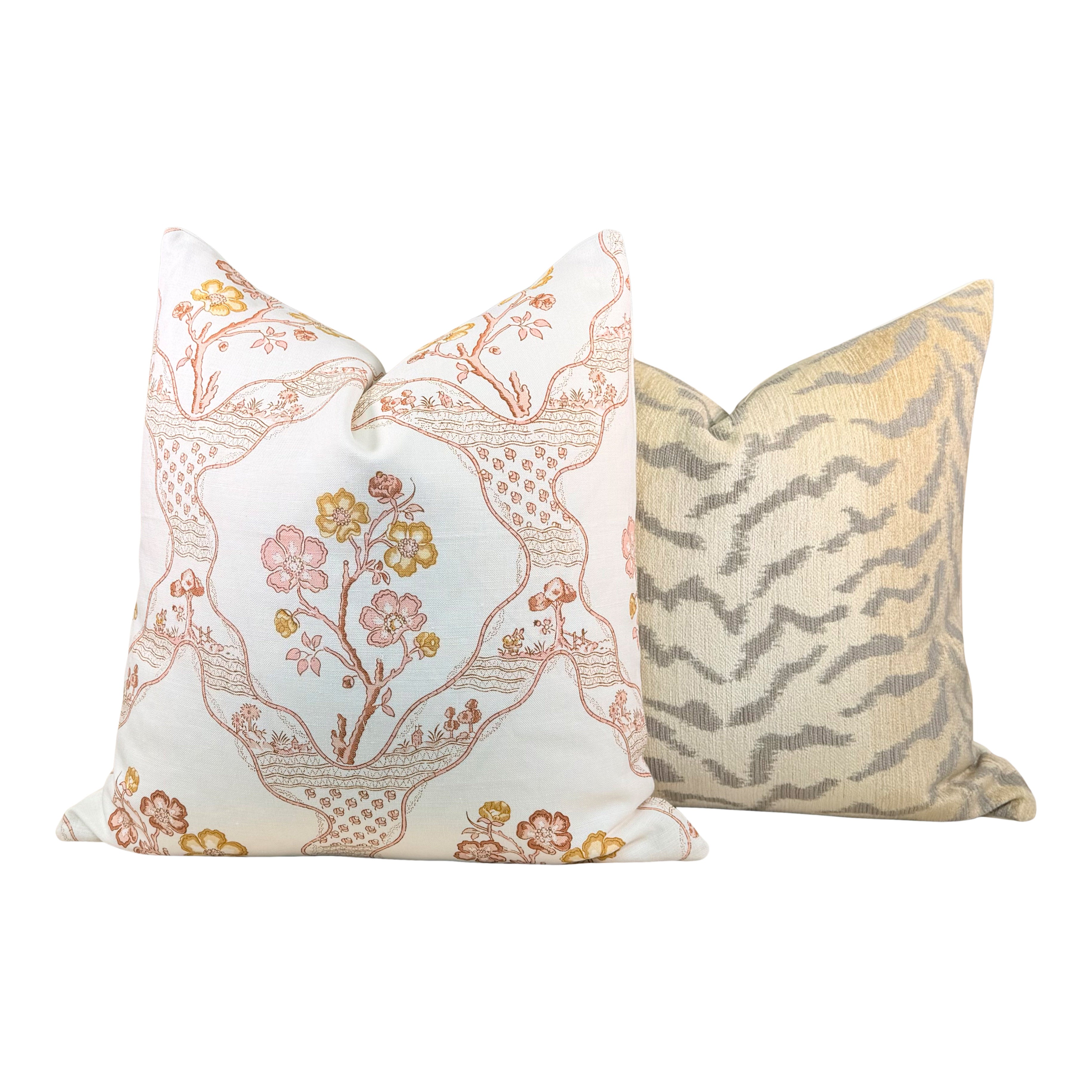 Tiger Stripes Woven Pillow - Beige
