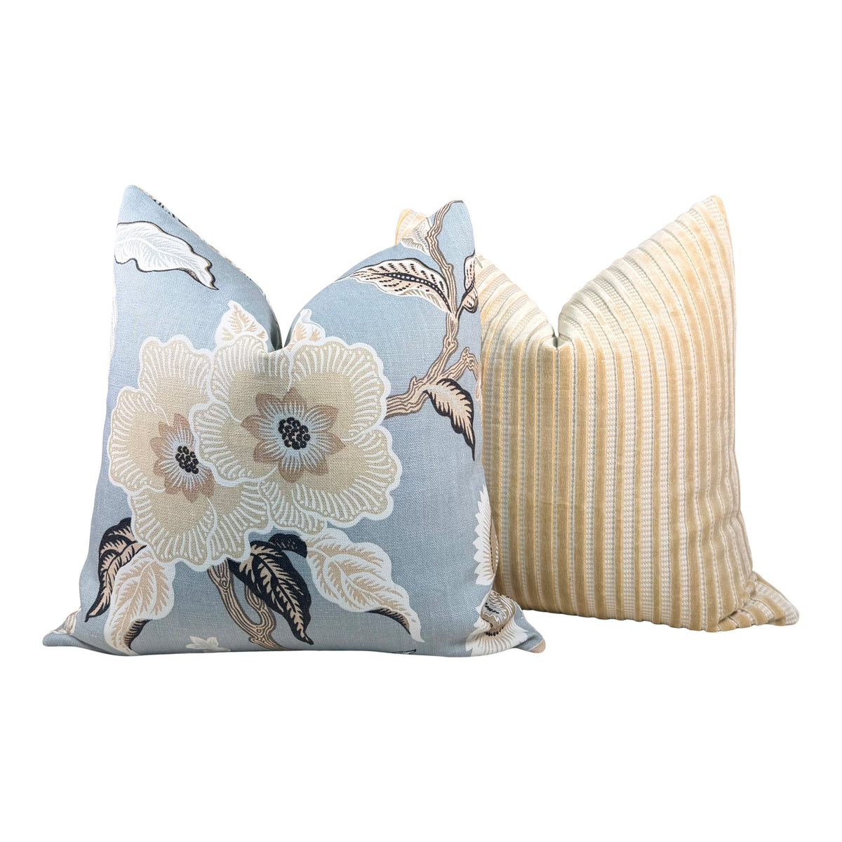 Schumacher Hothouse Linen Floral Pillow - Mineral
