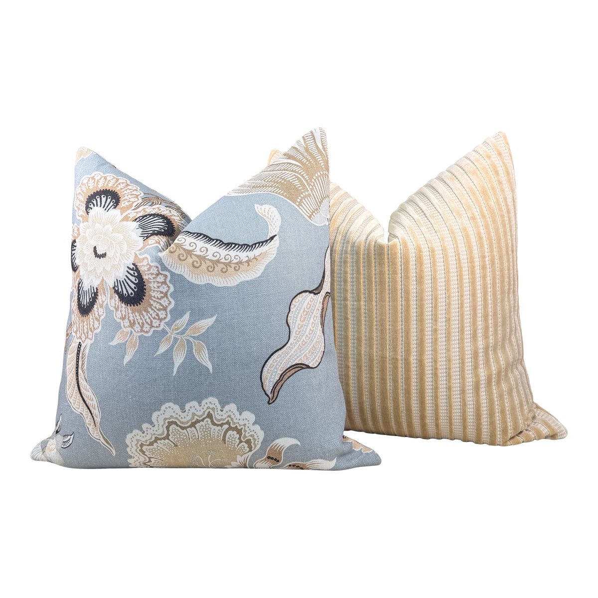 Schumacher Hothouse Linen Floral Pillow - Mineral