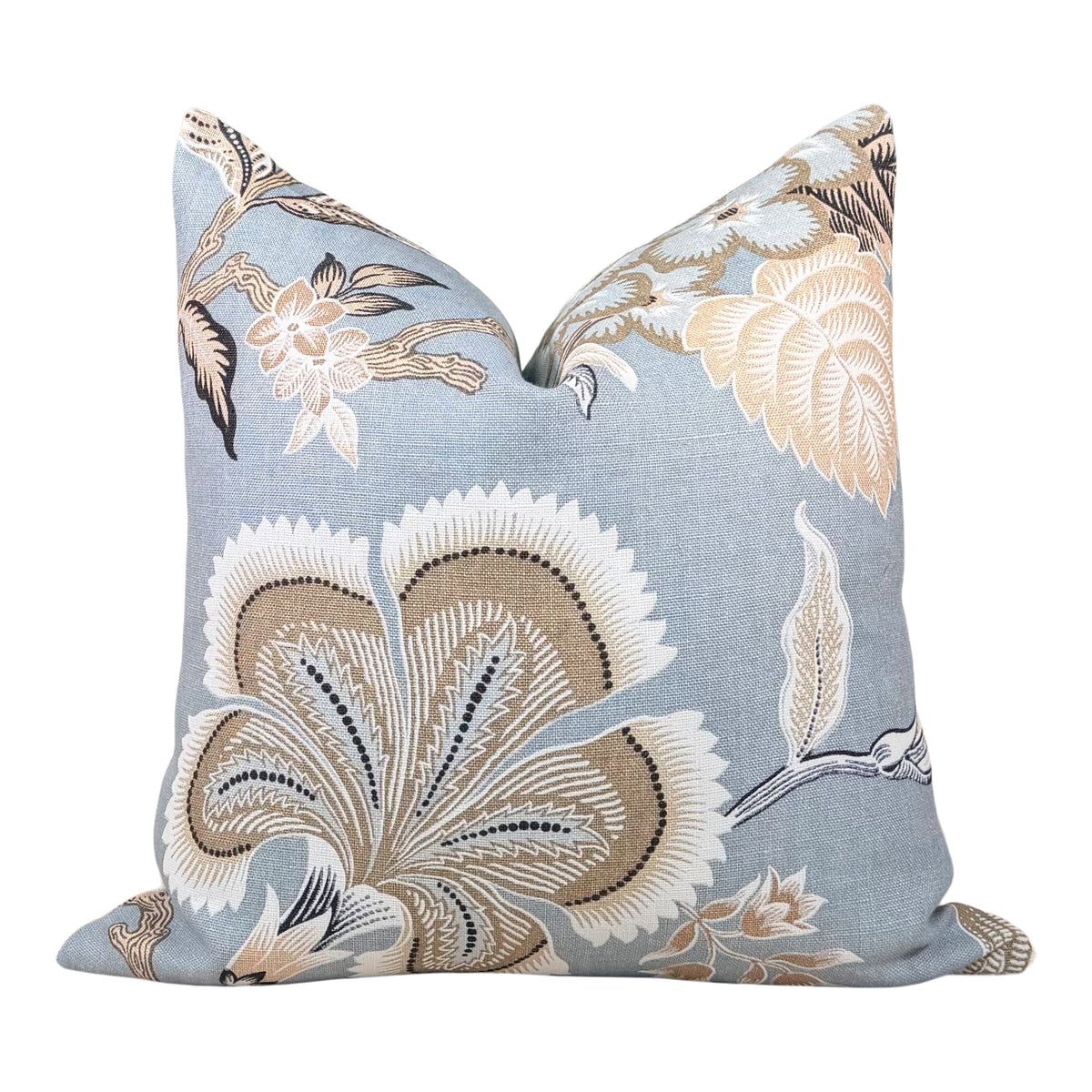 Schumacher Hothouse Linen Floral Pillow - Mineral