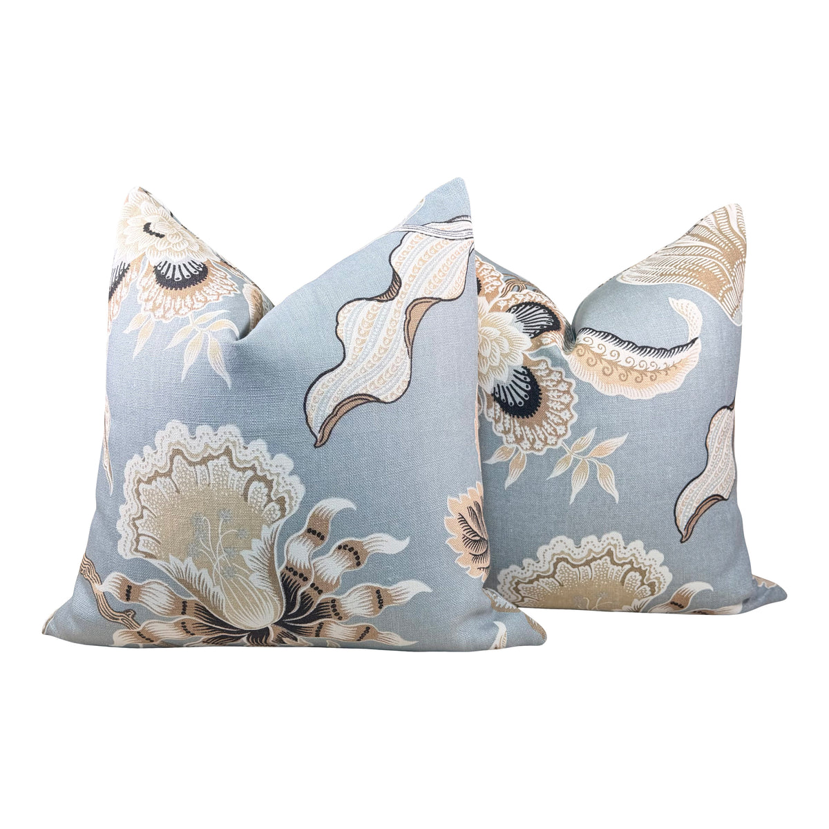 Schumacher Hothouse Linen Floral Pillow - Mineral