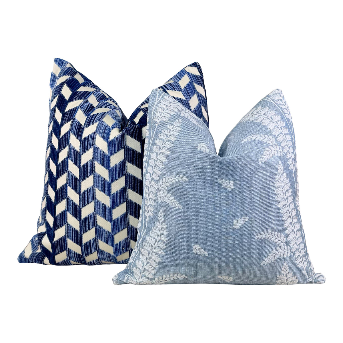 Schumacher Chevron Strié Velvet Pillow - Blue