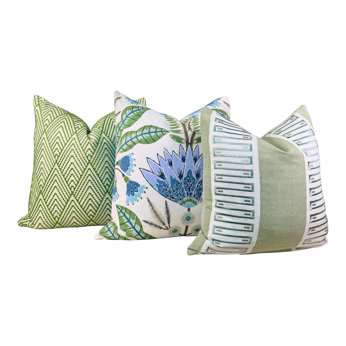 Thibaut Lotus Pillow - Blue, Green
