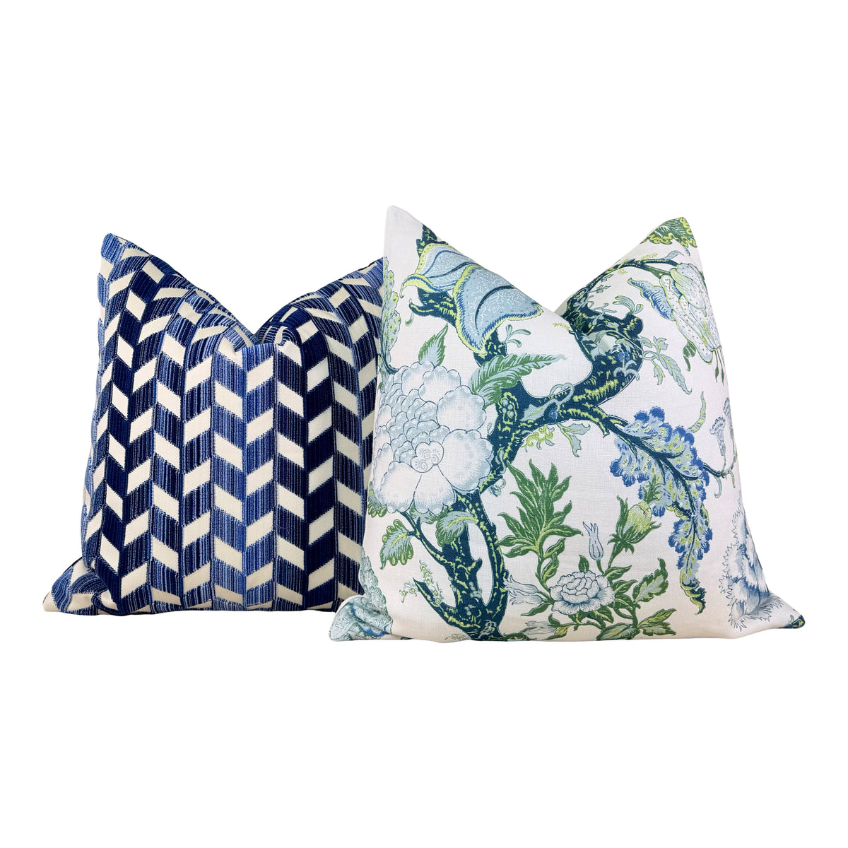 Schumacher Chevron Strié Velvet Pillow - Blue