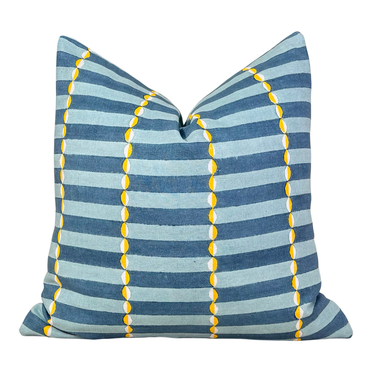 Molly Mahon Luna Linen Pillow – Teal & Yellow
