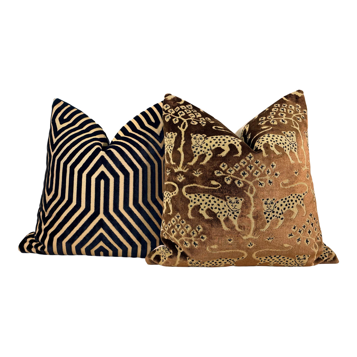 Schumacher Woodland Velvet Pillow - Sepia