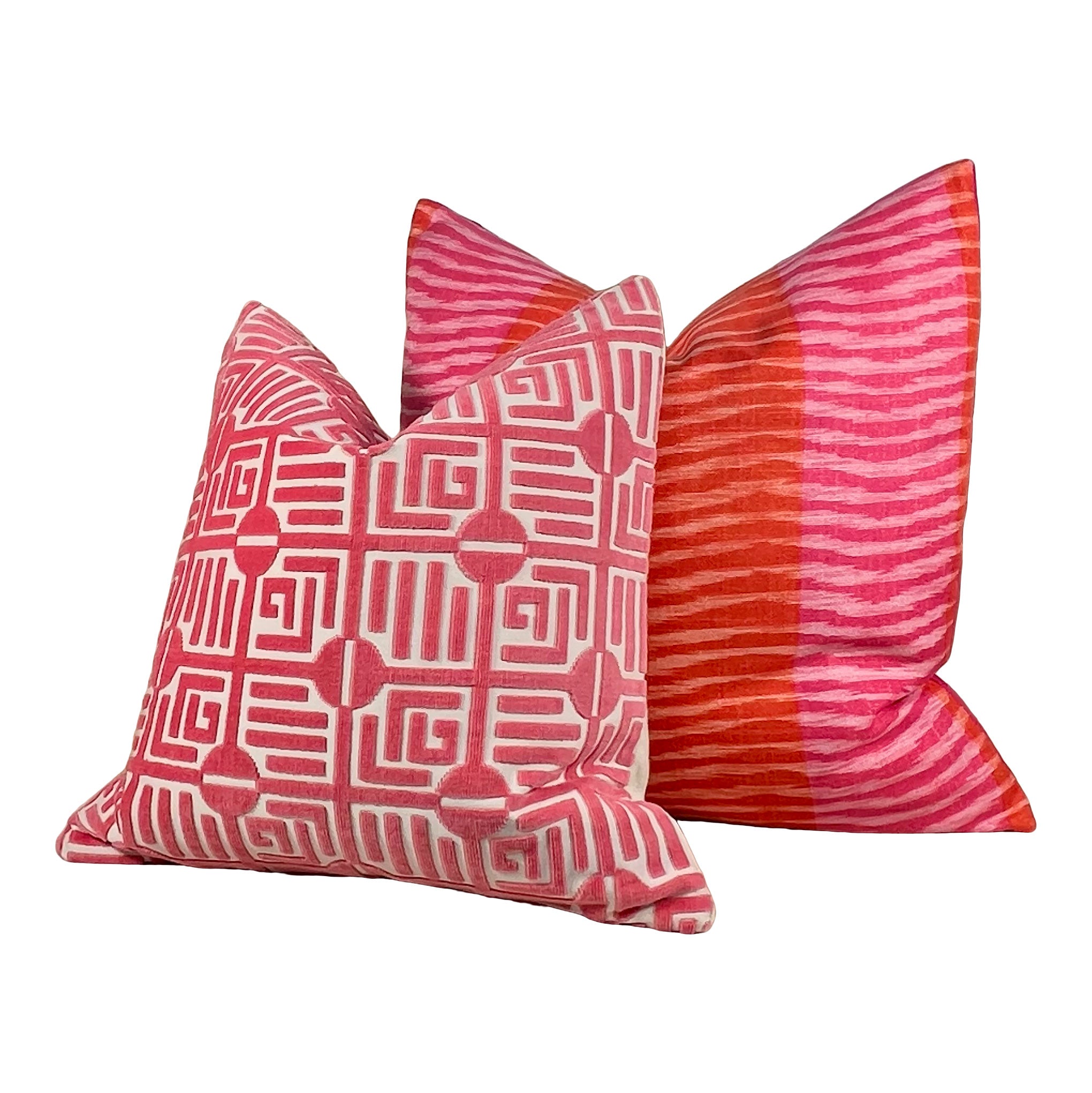 Thibaut Labyrinth Velvet Pillow in Coral.