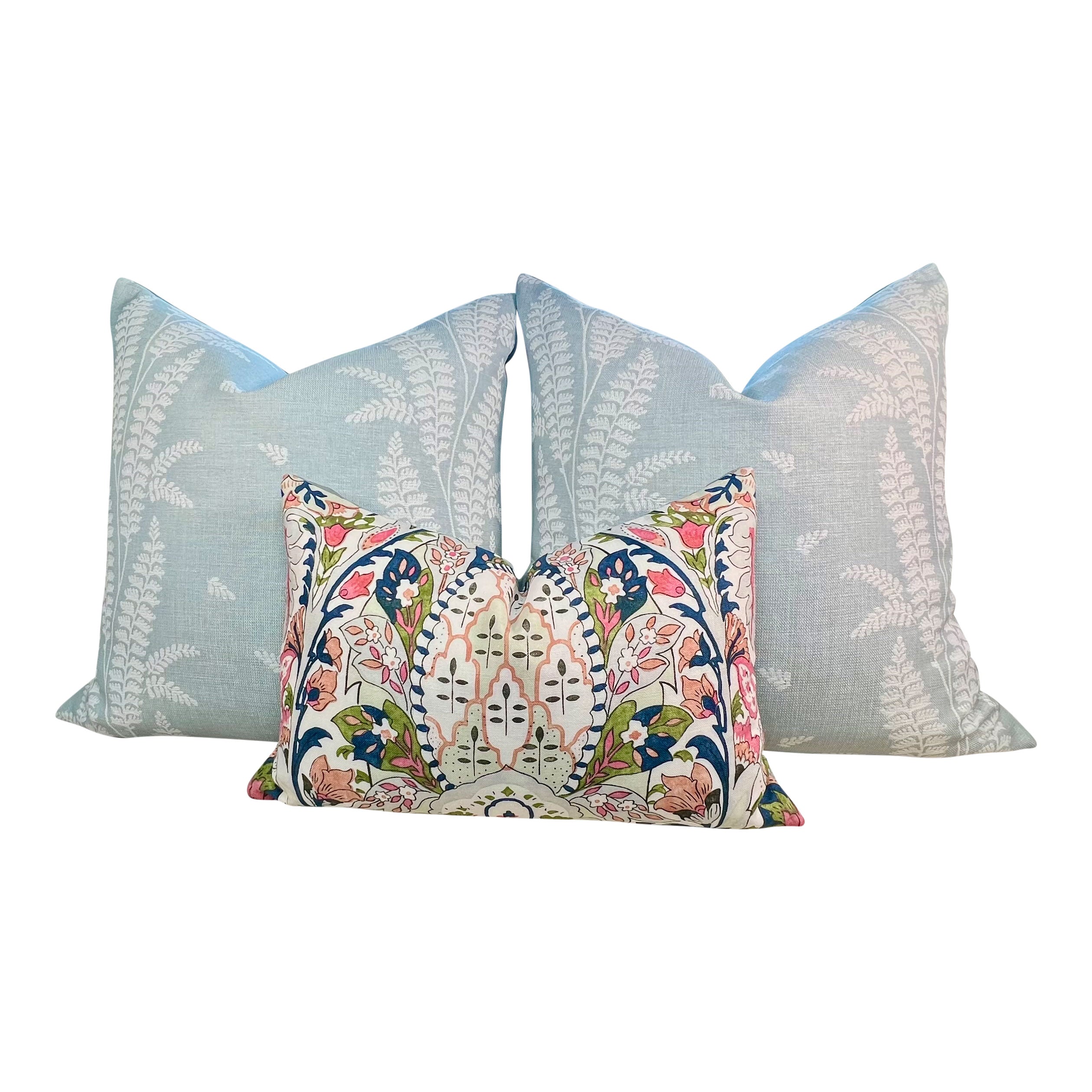Thibaut Ensbury Fern Woven Pillow in Soft Blue.