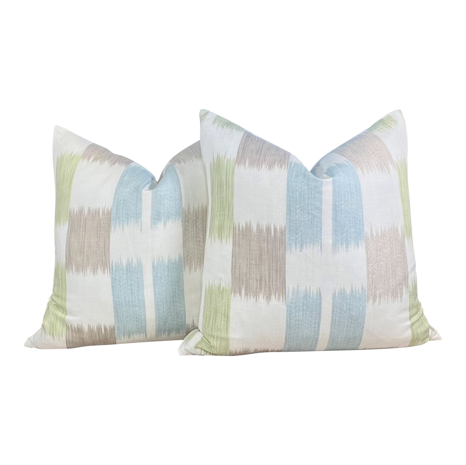 Thibaut Kasuri Pillow in Spa Blue and Green.